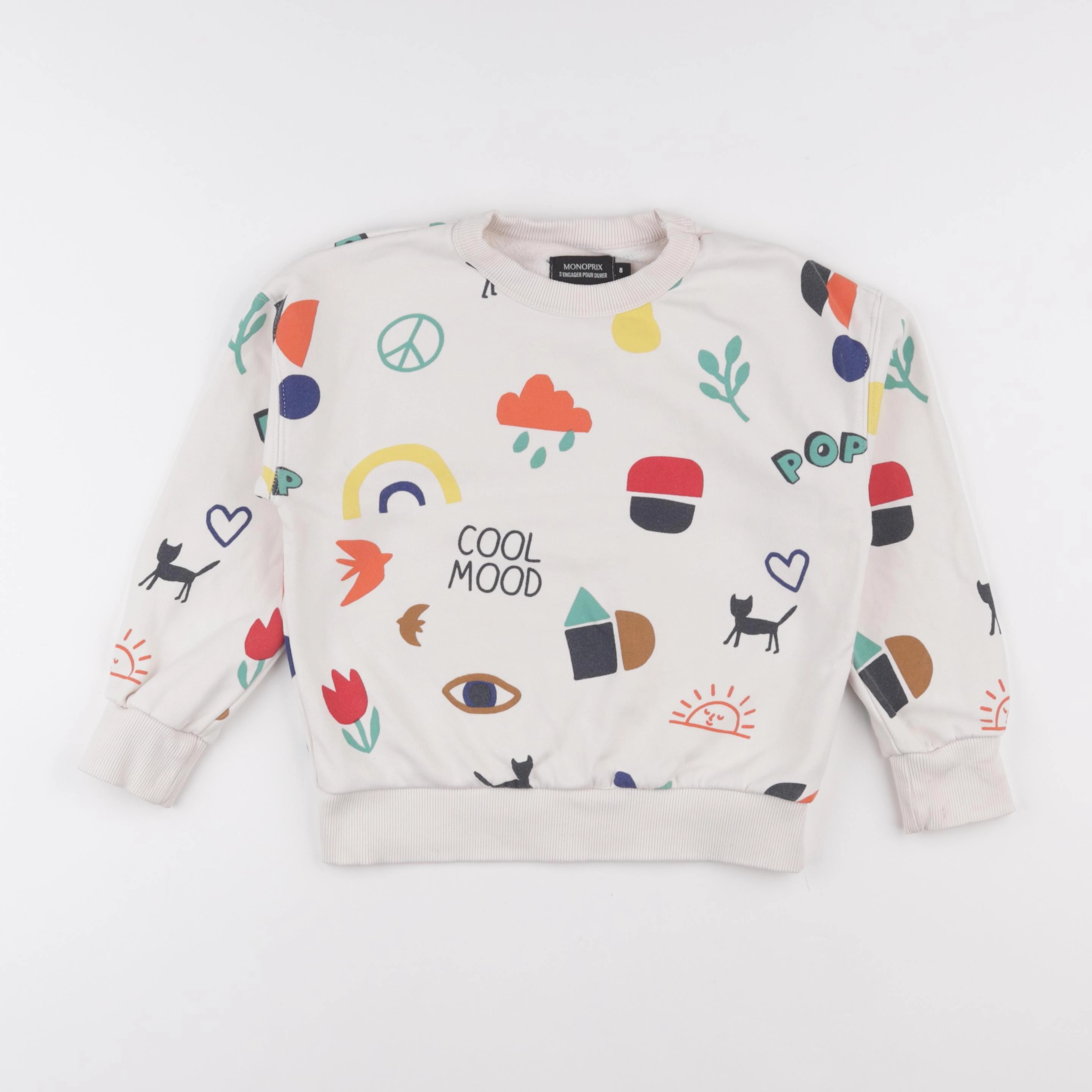 Monoprix - sweat multicolore - 8 ans