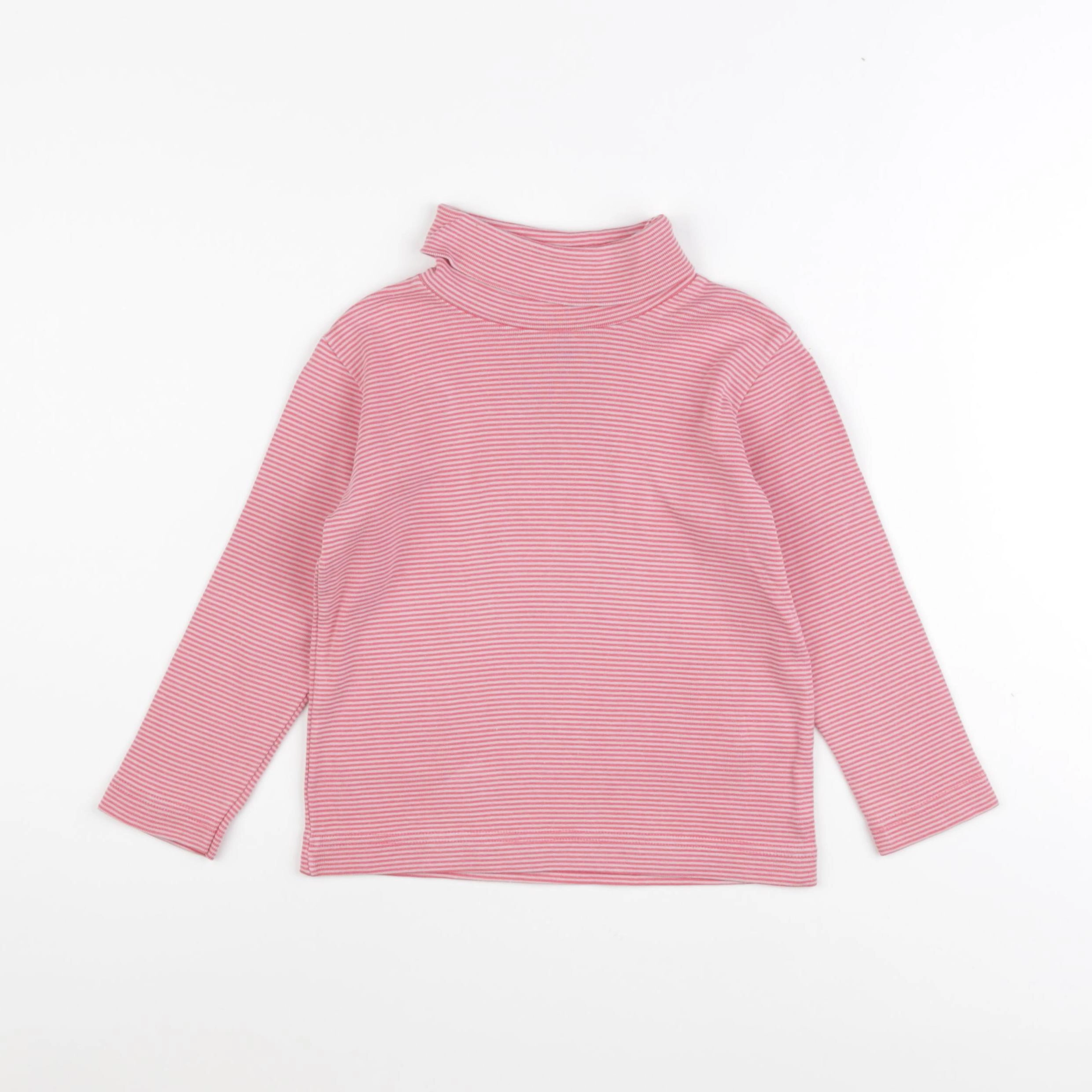 Petit Bateau - sous-pull blanc, rose - 4 ans