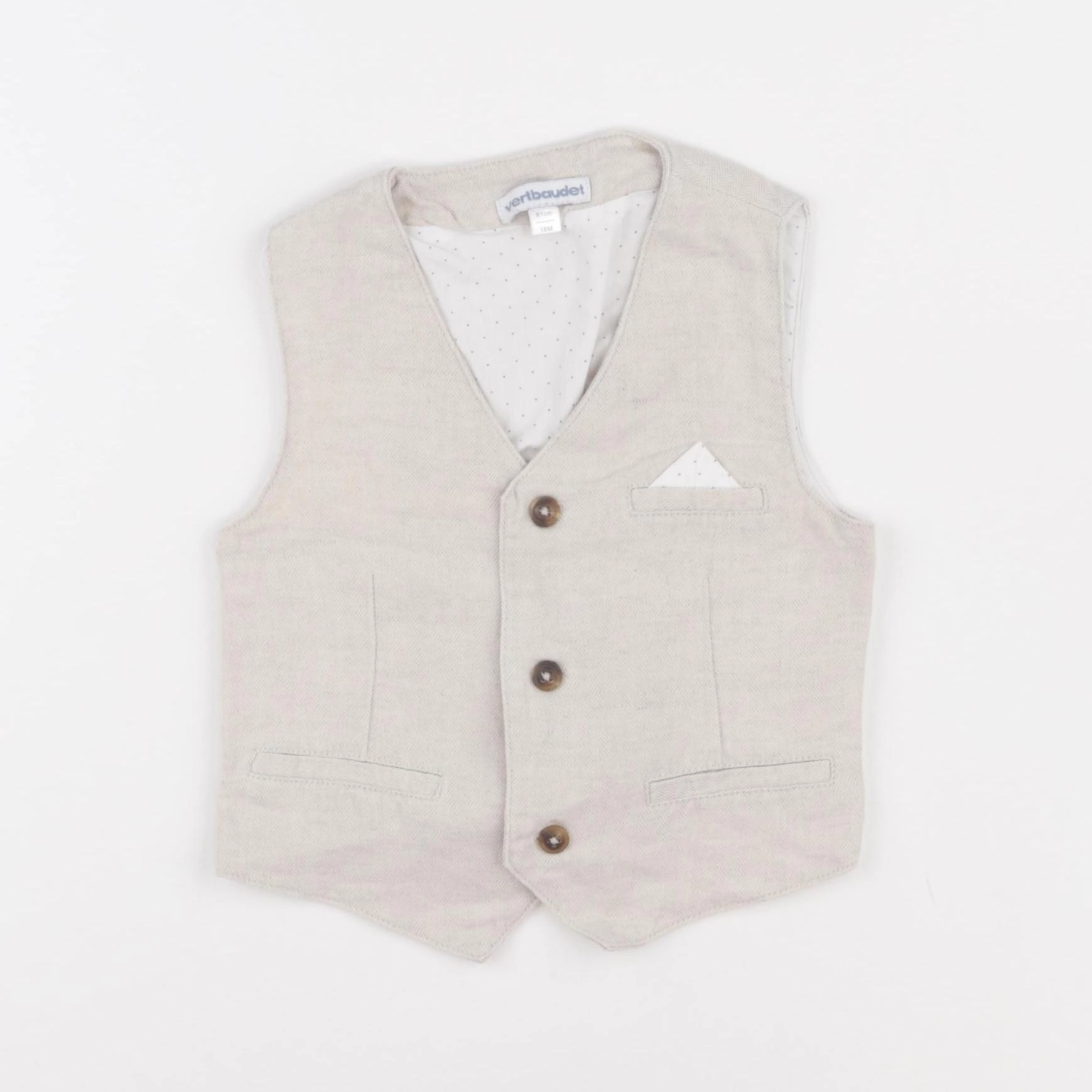 Vertbaudet - gilet beige - 18 mois