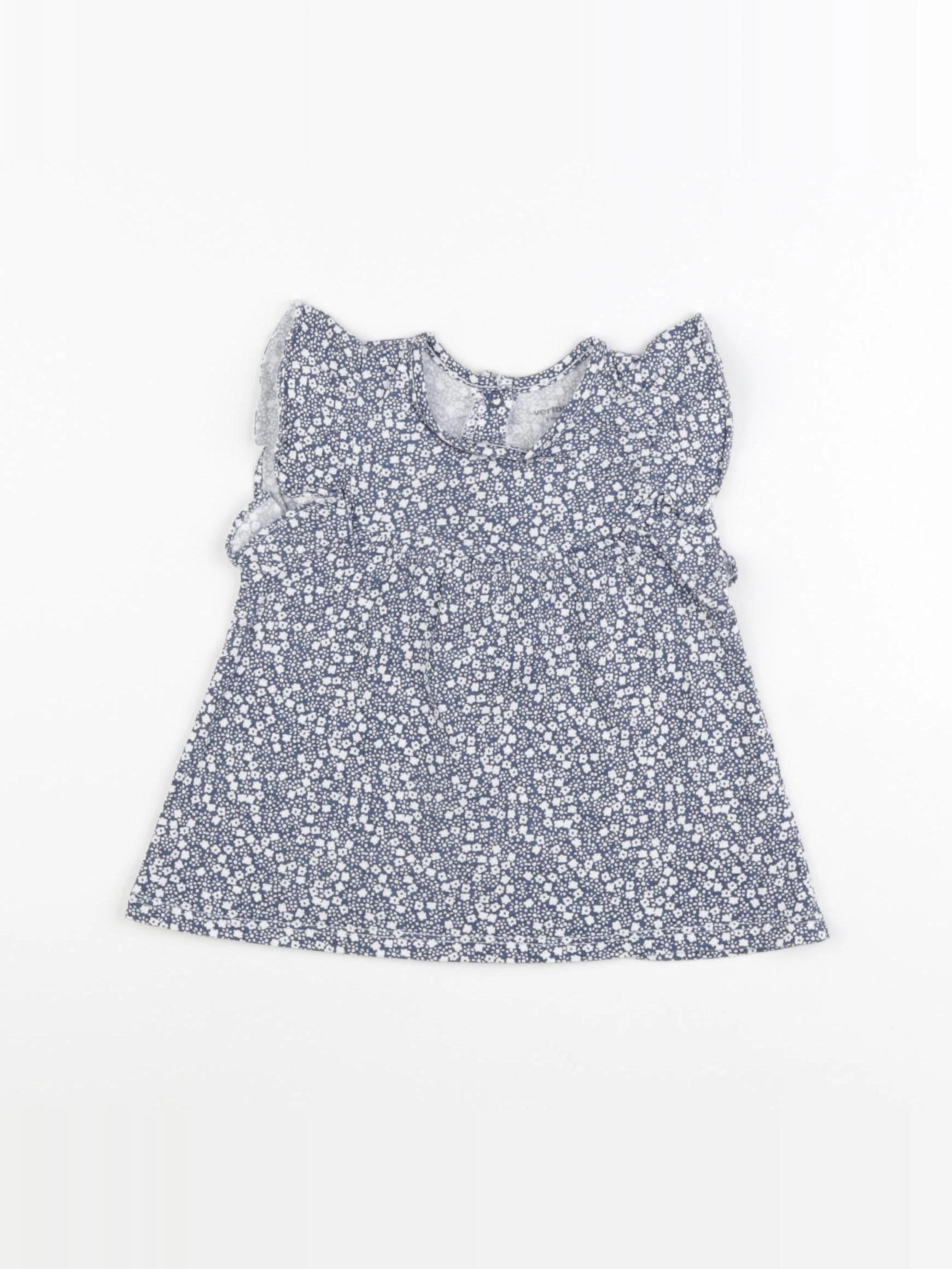 Vertbaudet - robe blanc, bleu - 9 mois