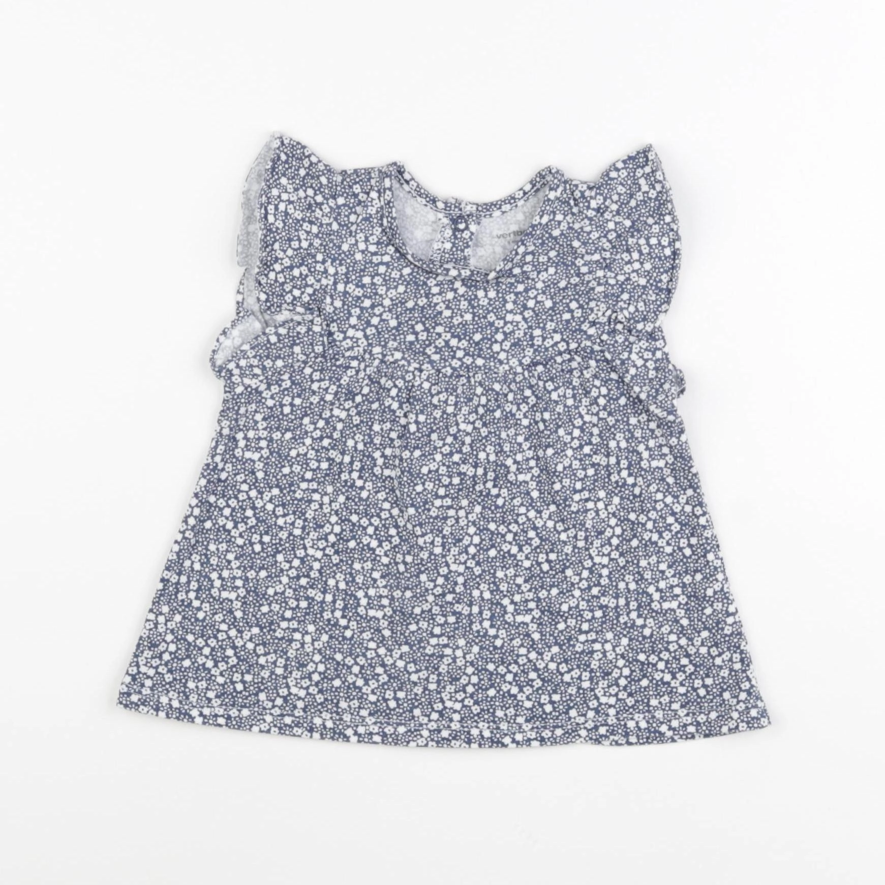 Vertbaudet - robe blanc, bleu - 9 mois