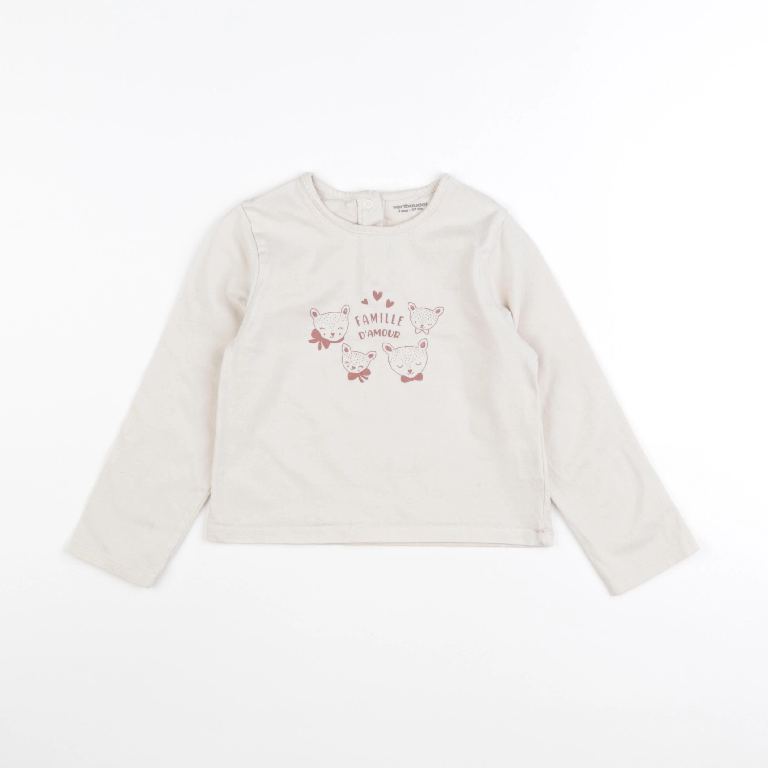 Vertbaudet - tee-shirt beige - 3 ans