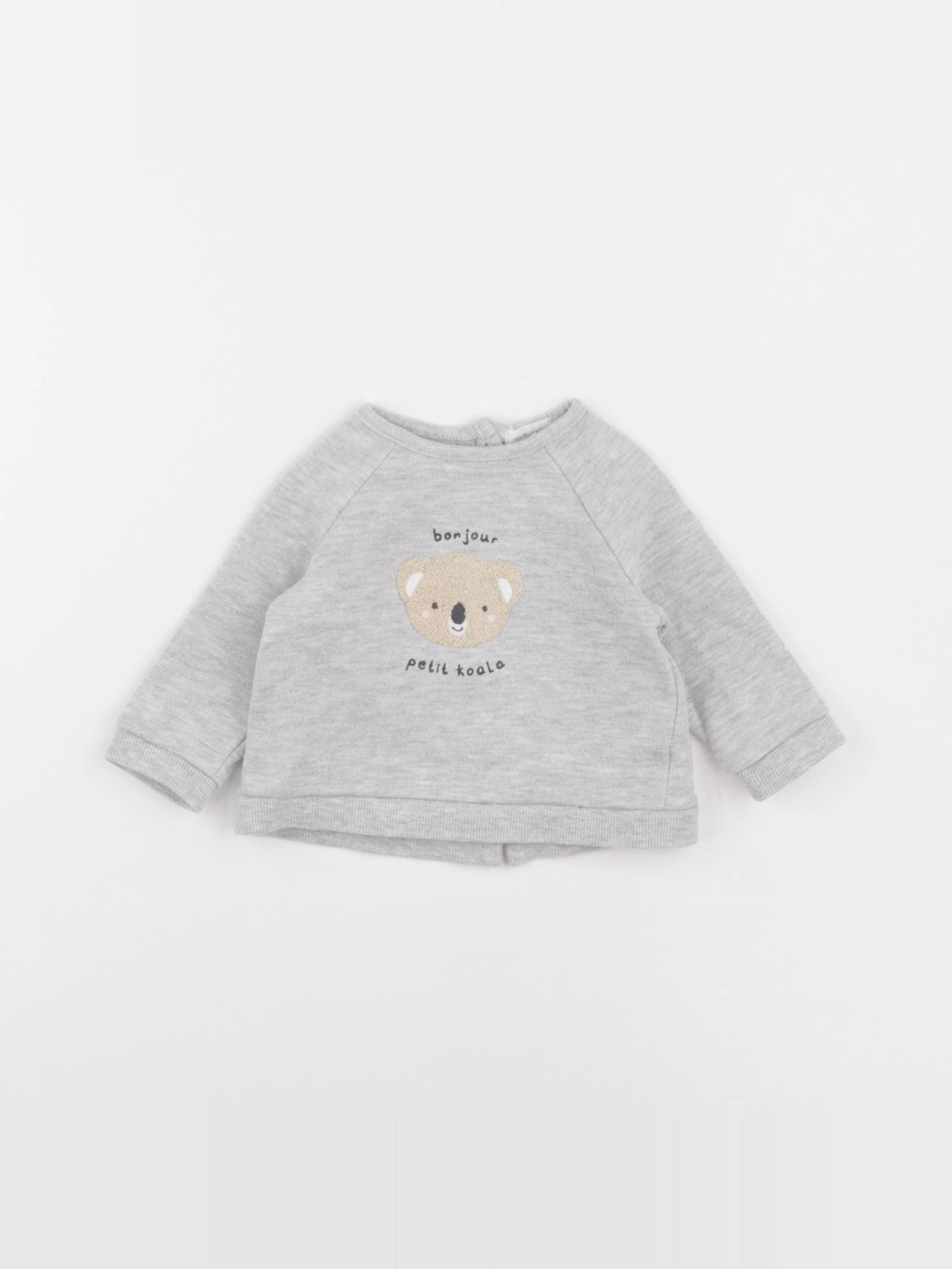 Vertbaudet - sweat gris - 3 mois