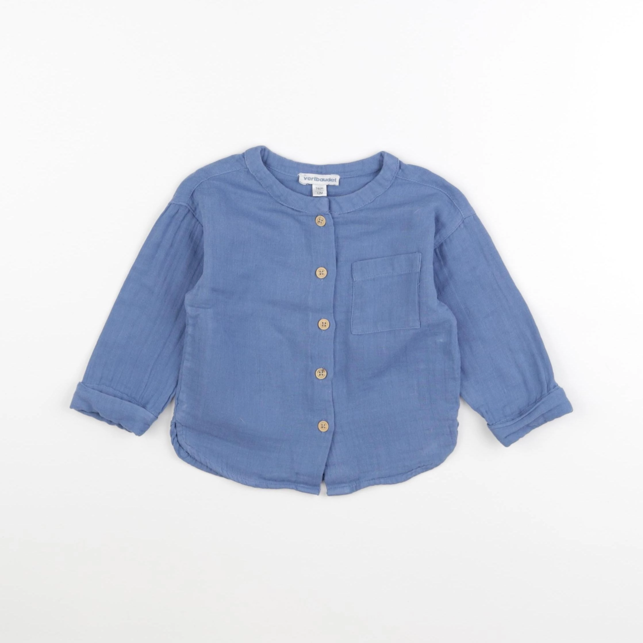 Vertbaudet - chemise bleu - 12 mois