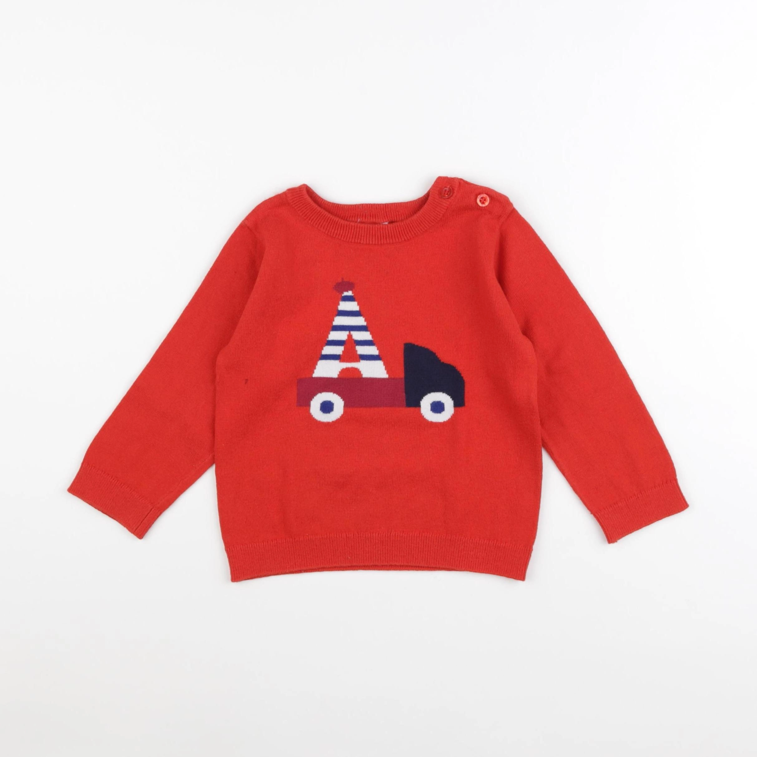 Jacadi - pull rouge - 24 mois