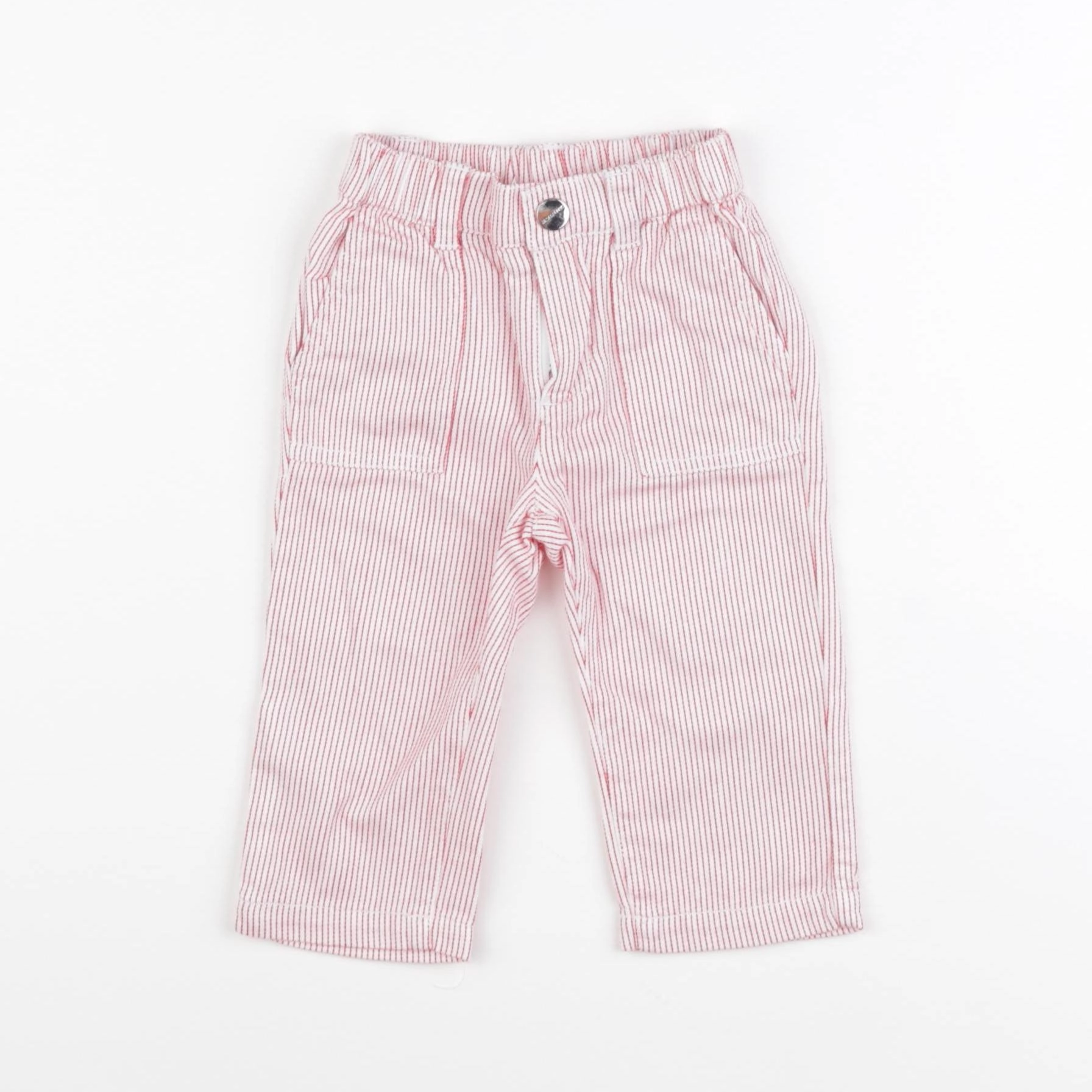 Jacadi - jean blanc, rouge - 12 mois