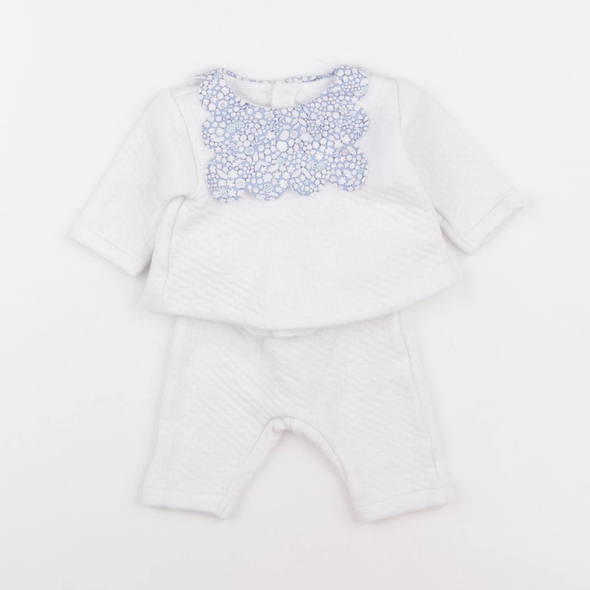 Jacadi - ensemble blanc, bleu - 1 mois