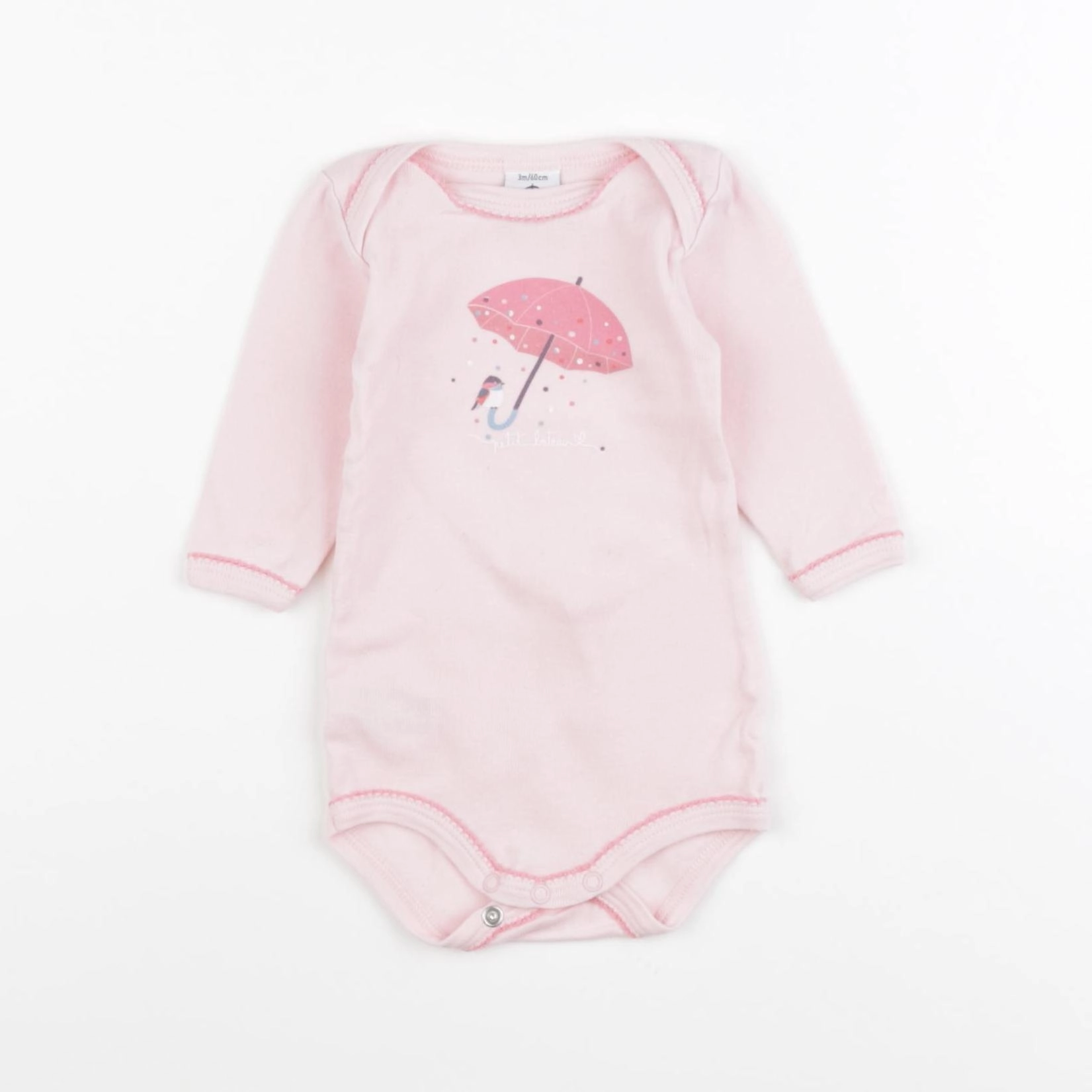 Petit Bateau - body rose - 3 mois
