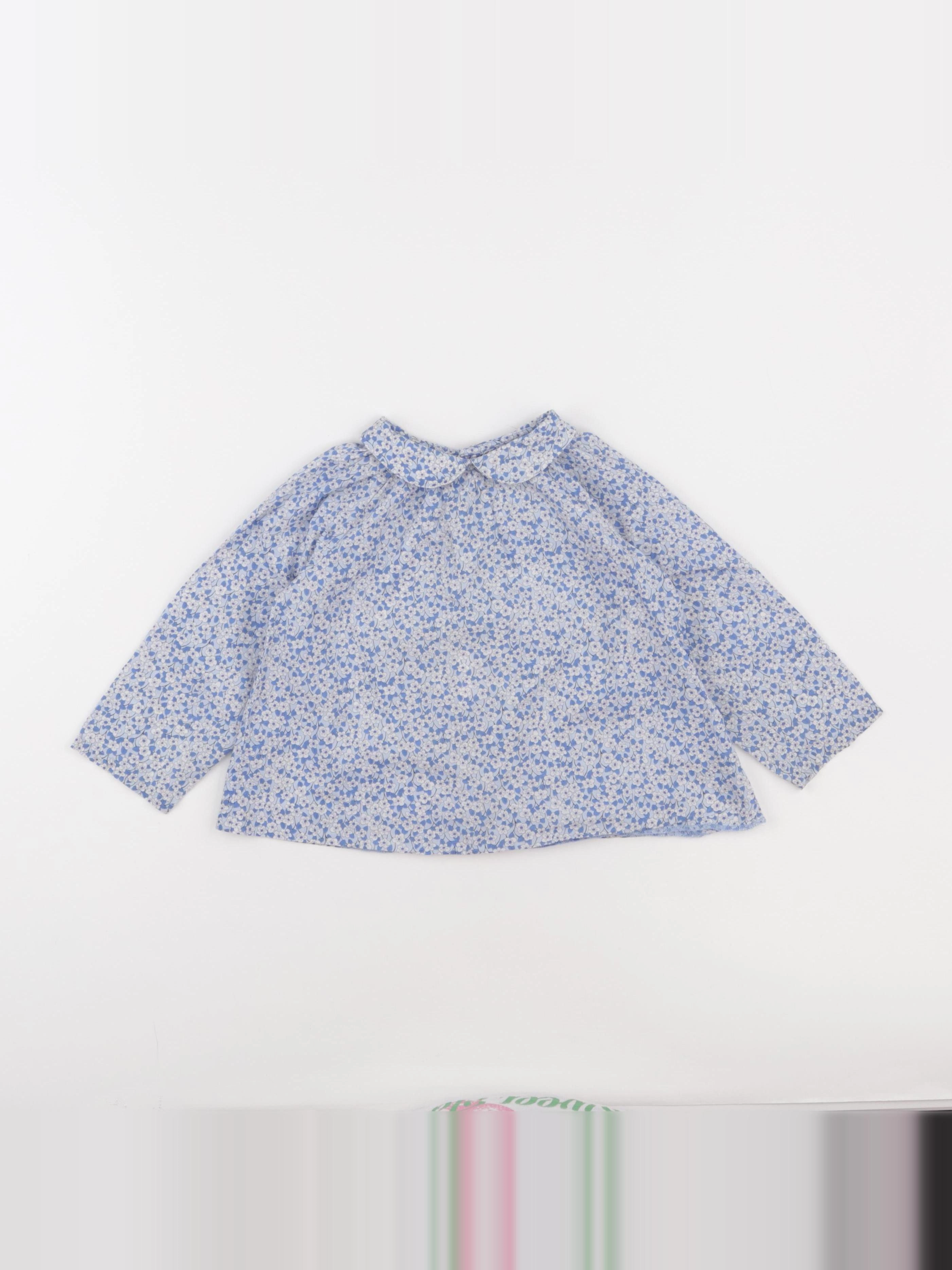 Jacadi - blouse liberty bleu, blanc - 24 mois