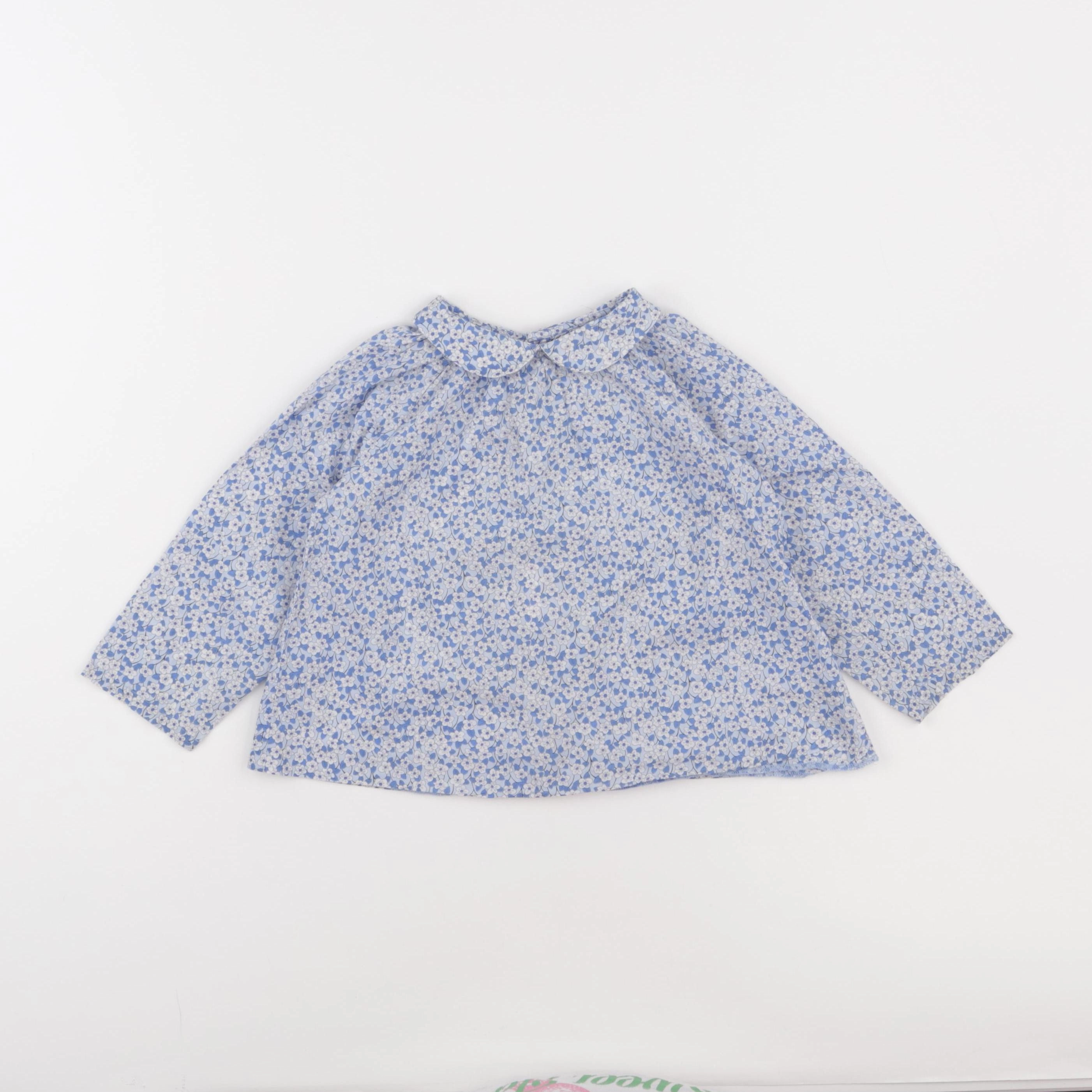 Jacadi - blouse liberty bleu, blanc - 24 mois