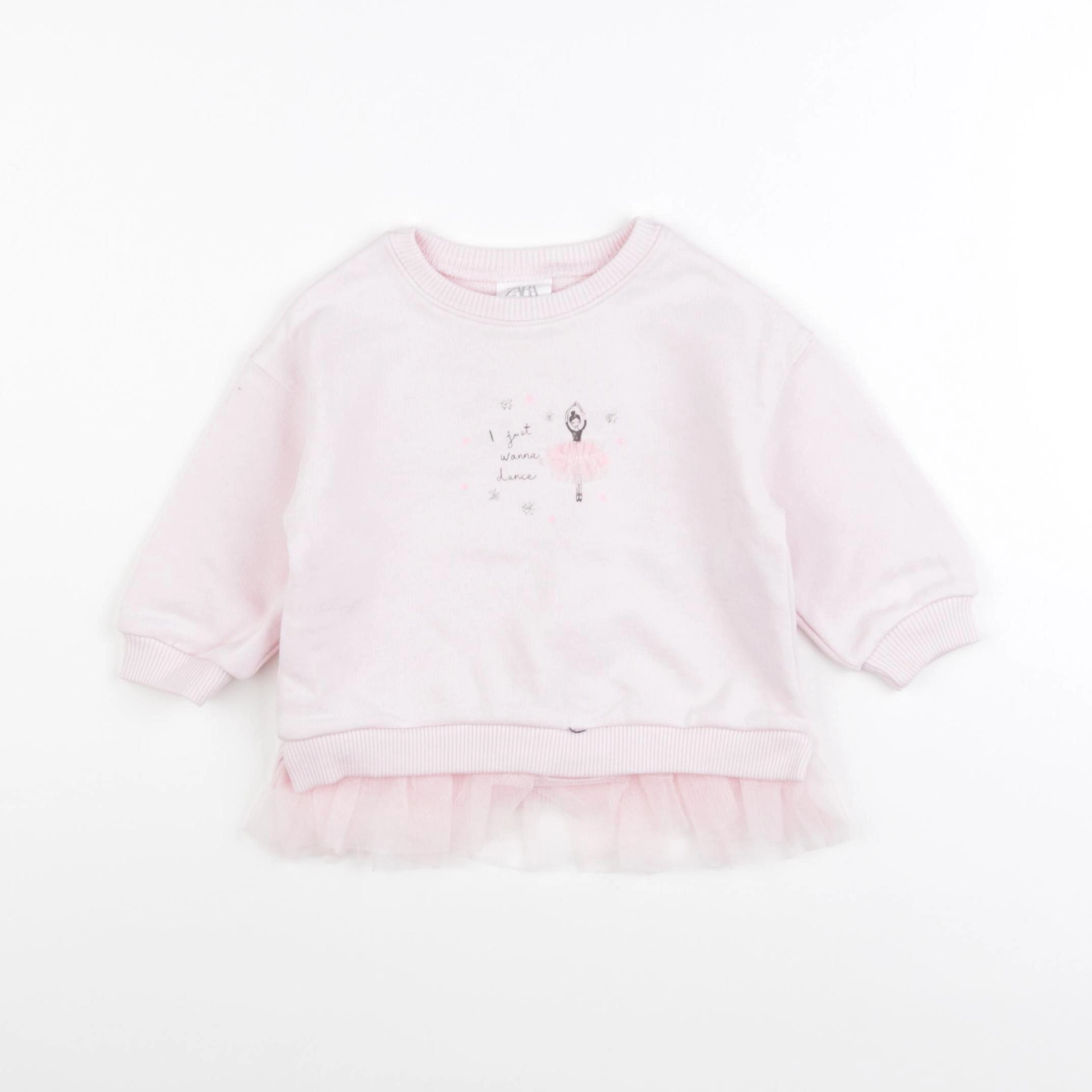 Zara - sweat rose - 3/6 mois