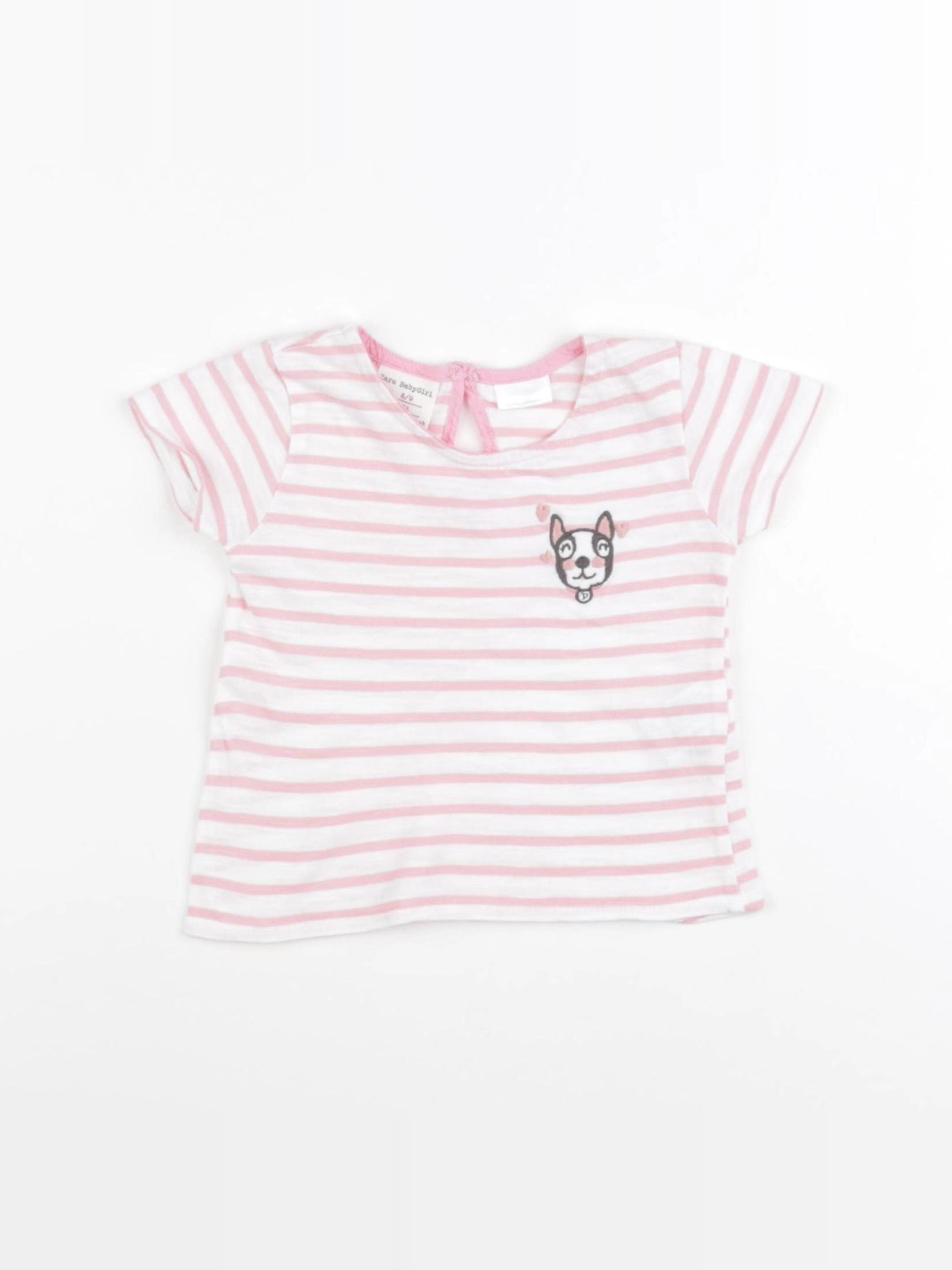 Zara - tee-shirt rose - 6/9 mois