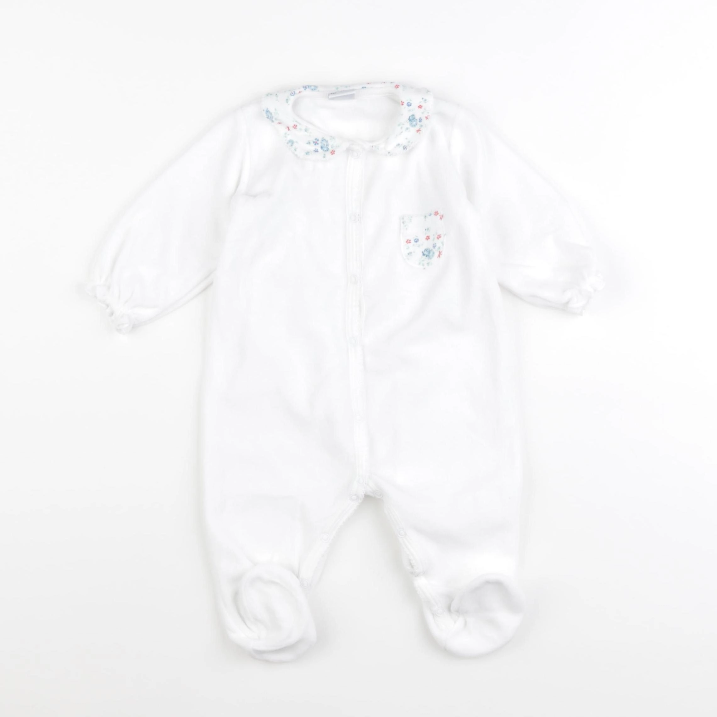 Petit Bateau - pyjama velours blanc - 6 mois
