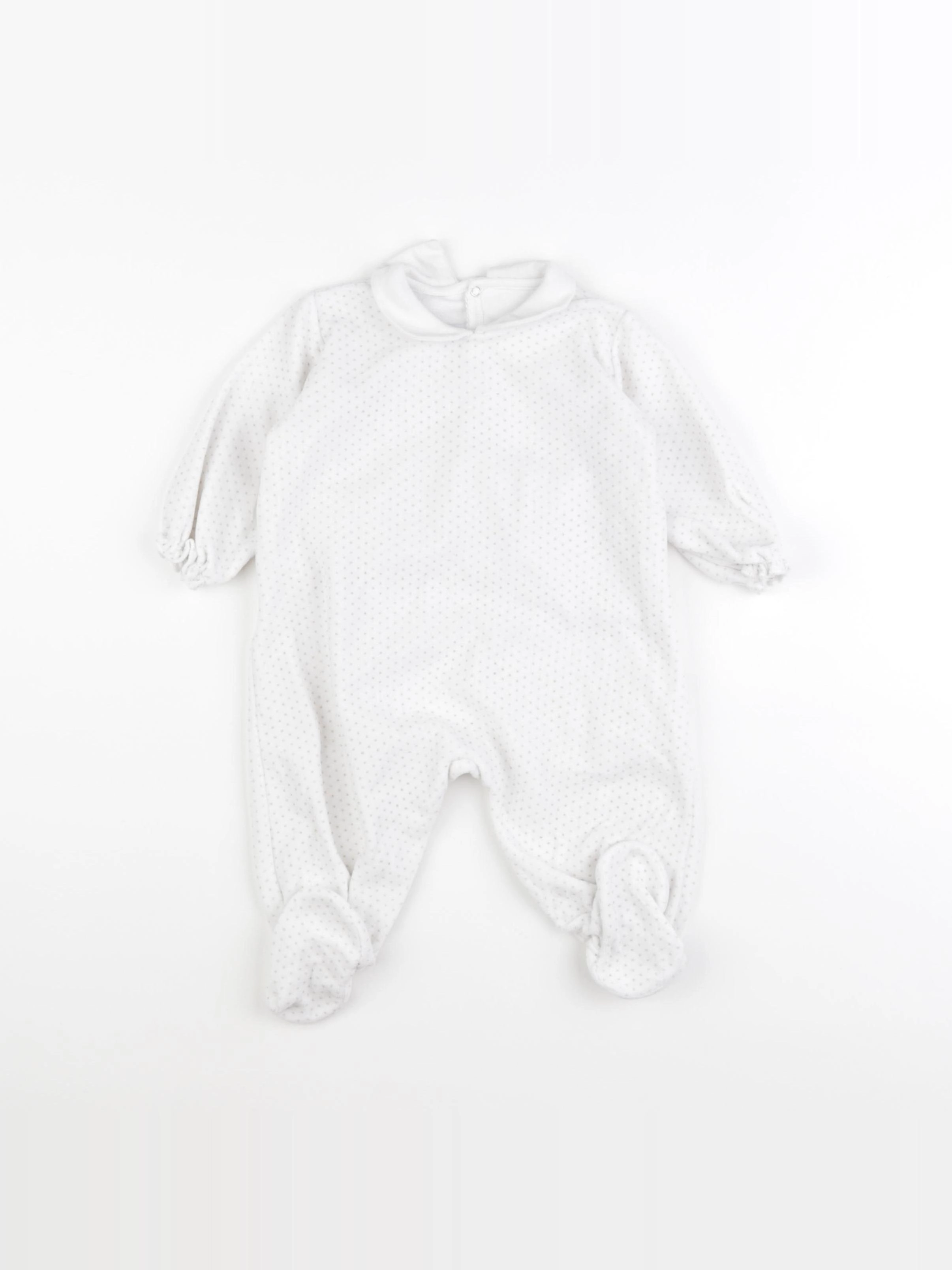 Petit Bateau - pyjama velours blanc - 12 mois