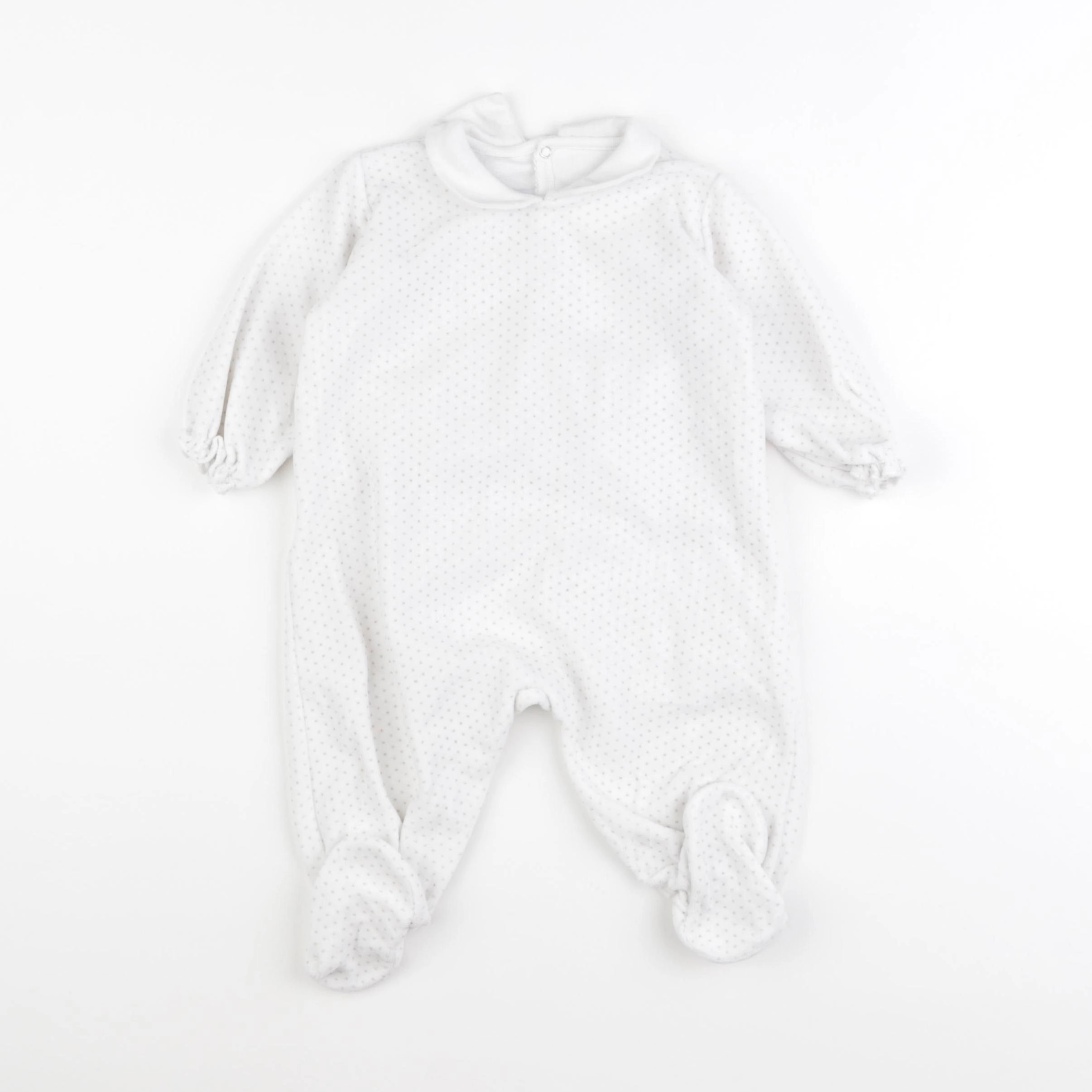 Petit Bateau - pyjama velours blanc - 12 mois