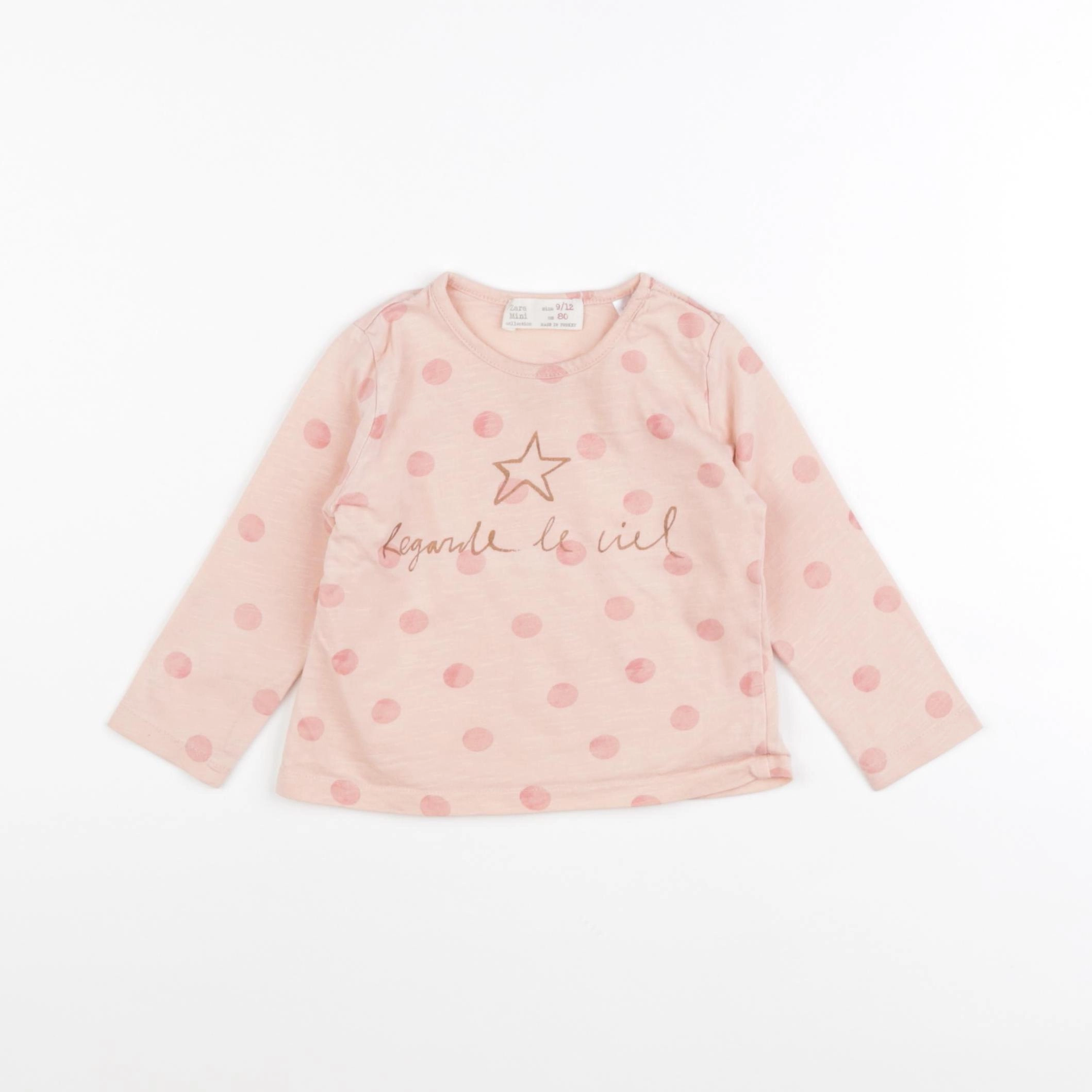 Zara - tee-shirt rose - 9/12 mois