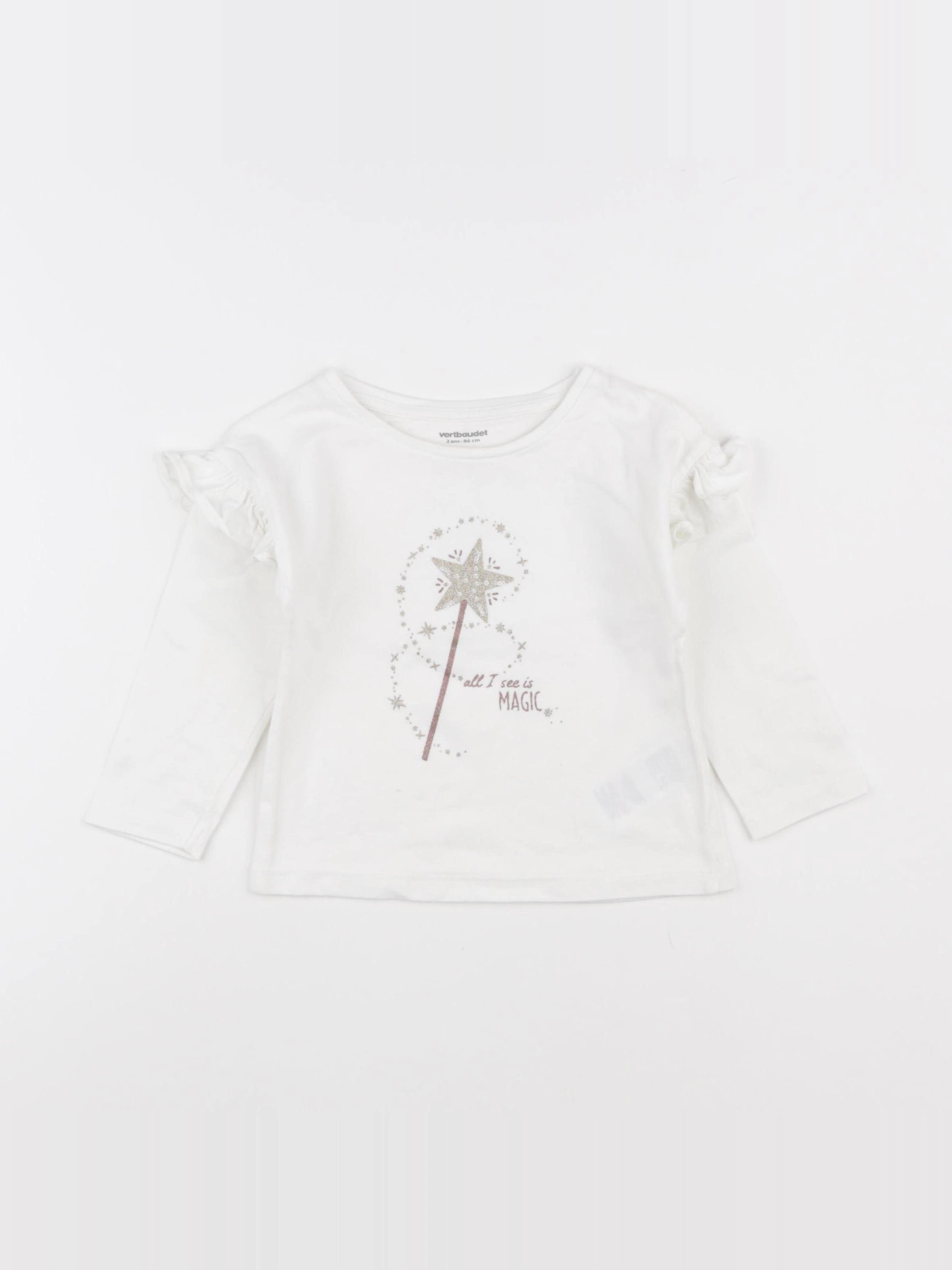 Vertbaudet - tee-shirt blanc - 2 ans