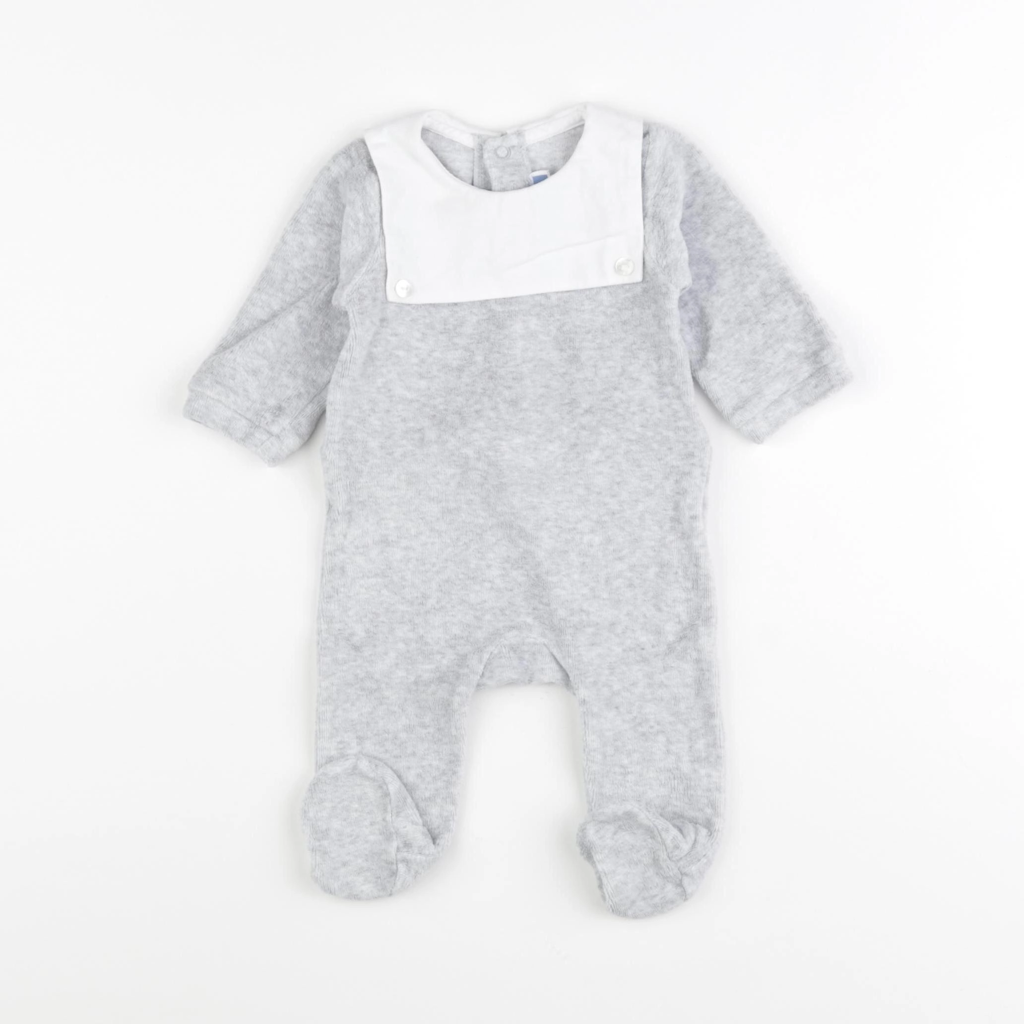 Jacadi - pyjama velours gris - 1 mois