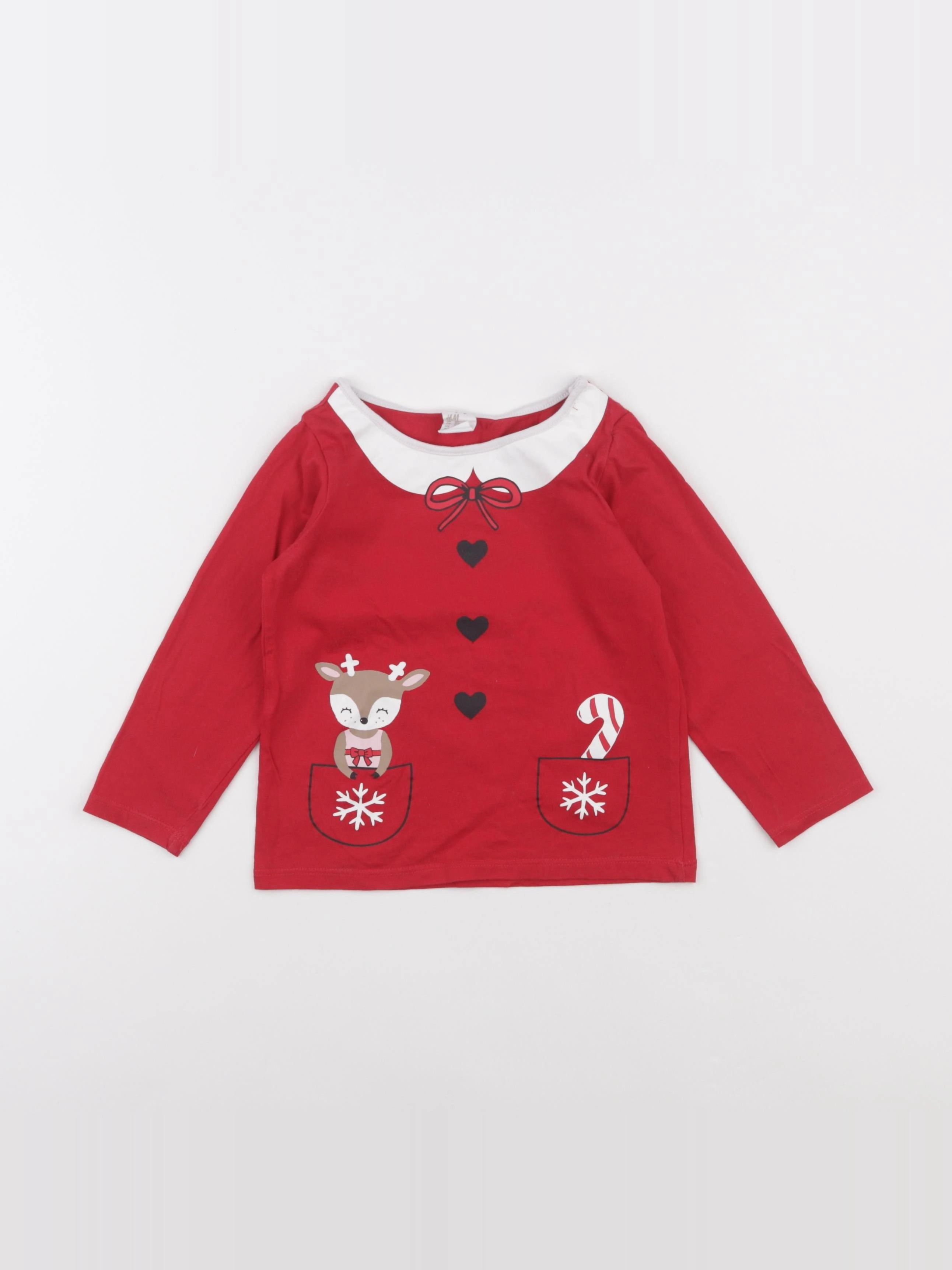 H&M - tee-shirt rouge - 2/3 ans