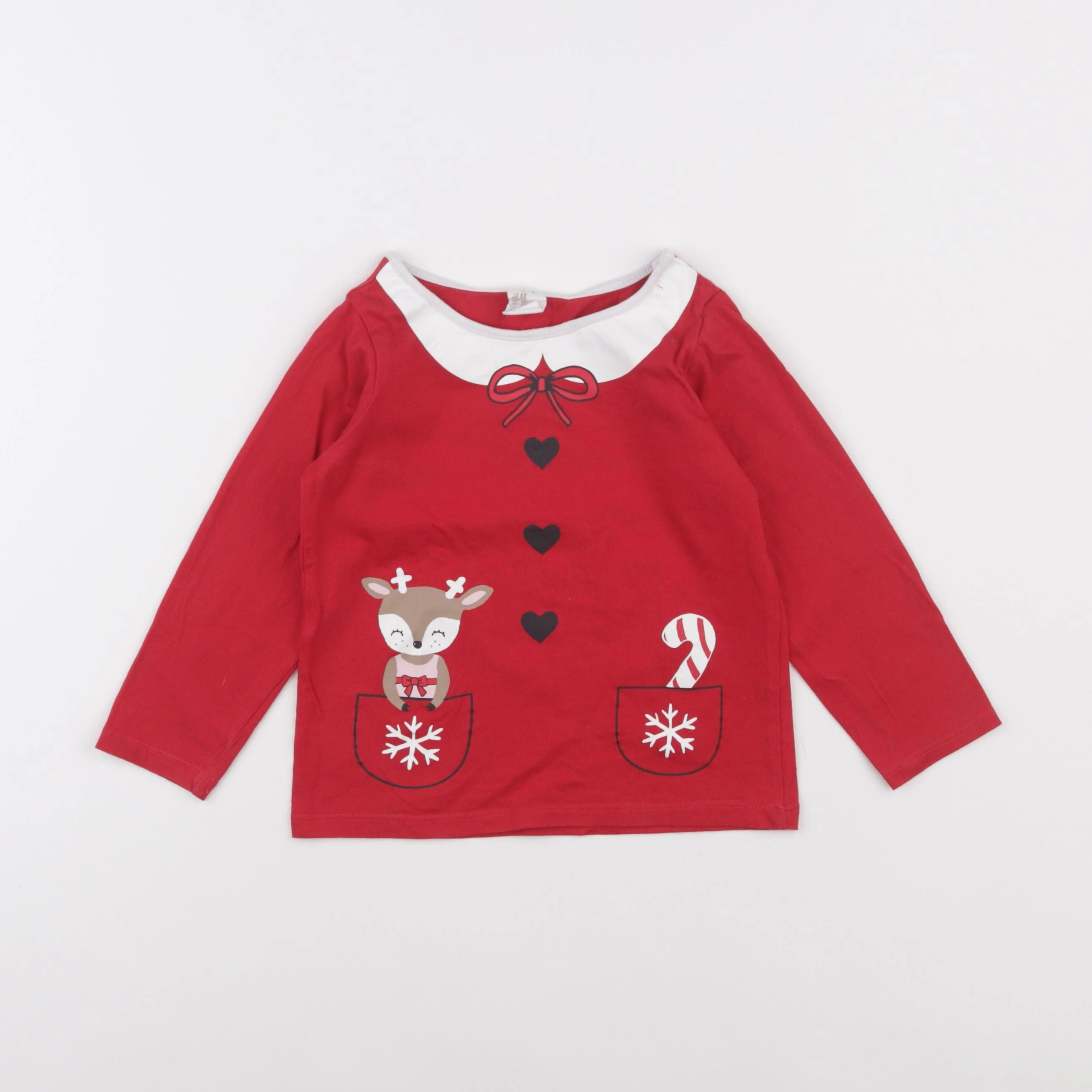 H&M - tee-shirt rouge - 2/3 ans
