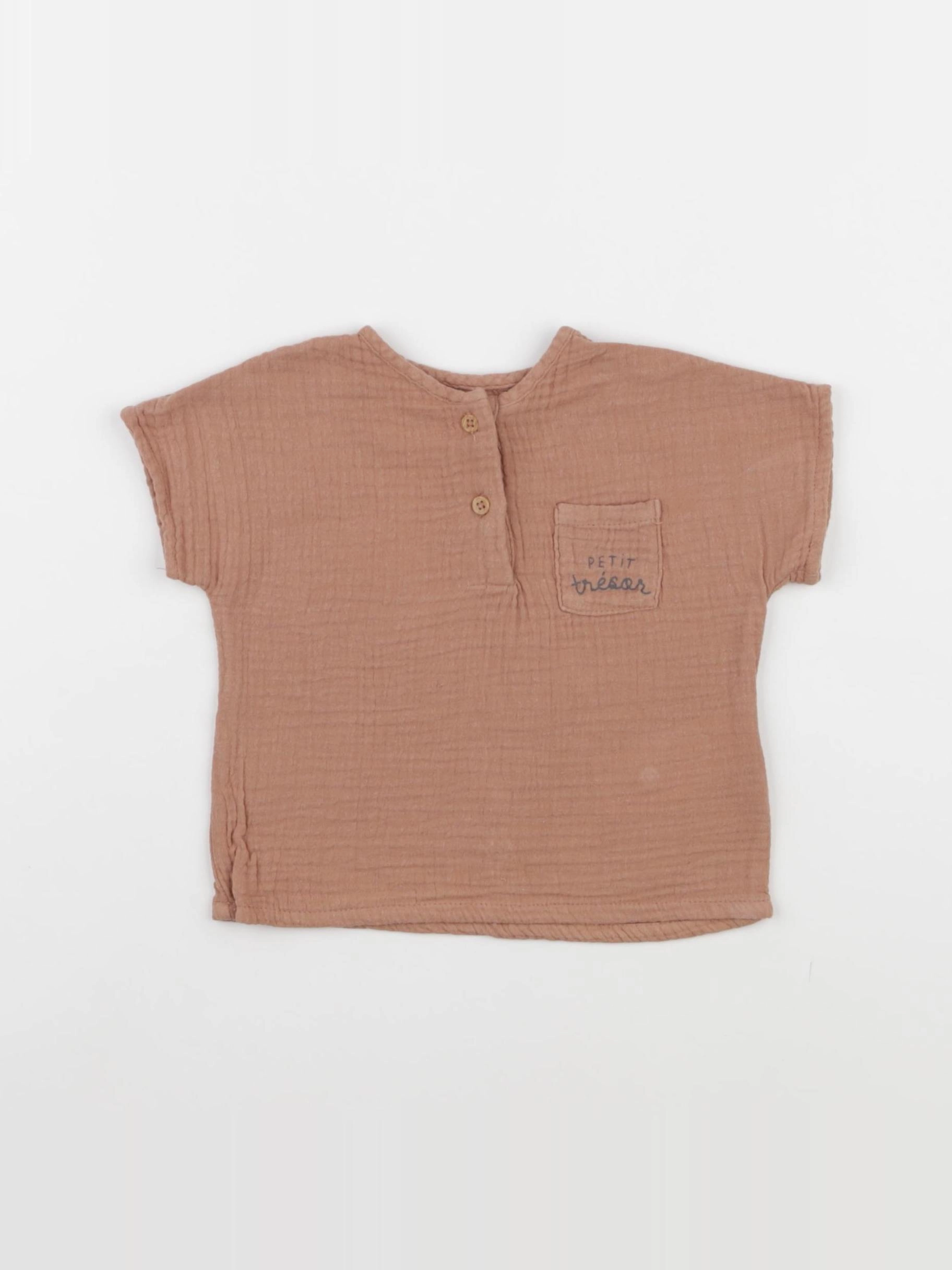 Vertbaudet - tee-shirt marron - 9 mois