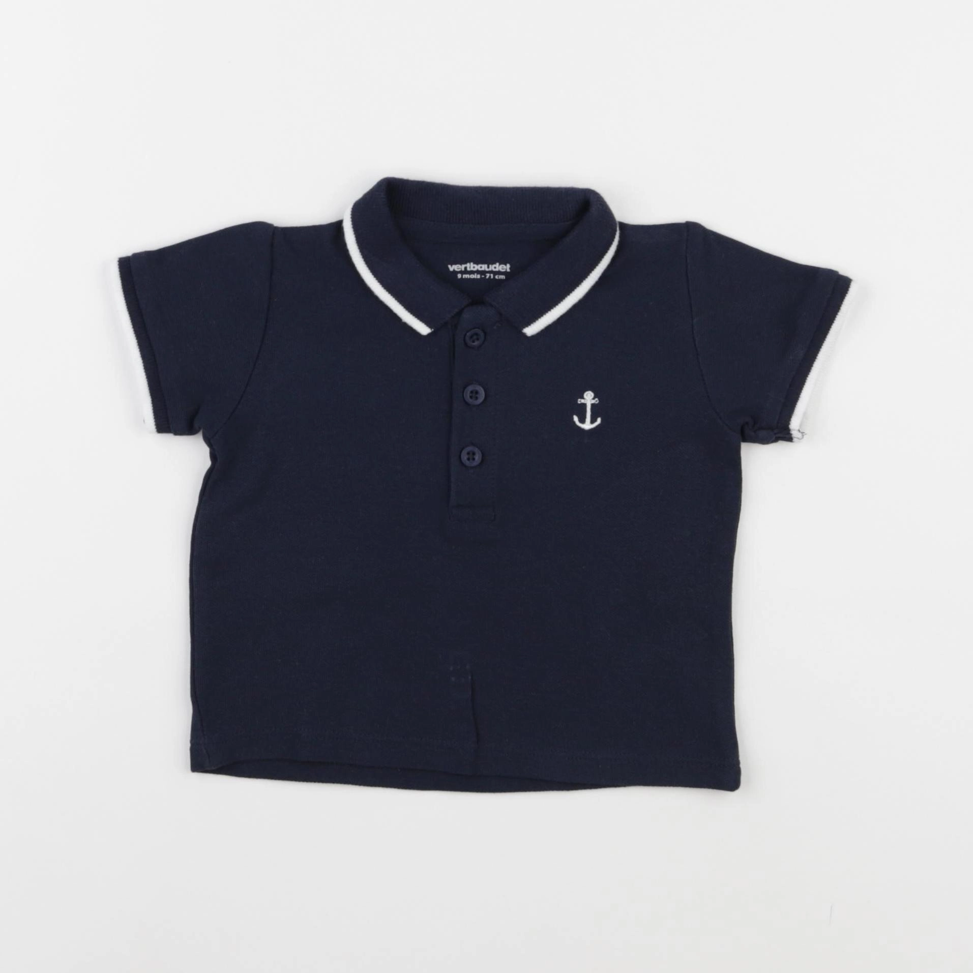 Vertbaudet - polo bleu - 9 mois