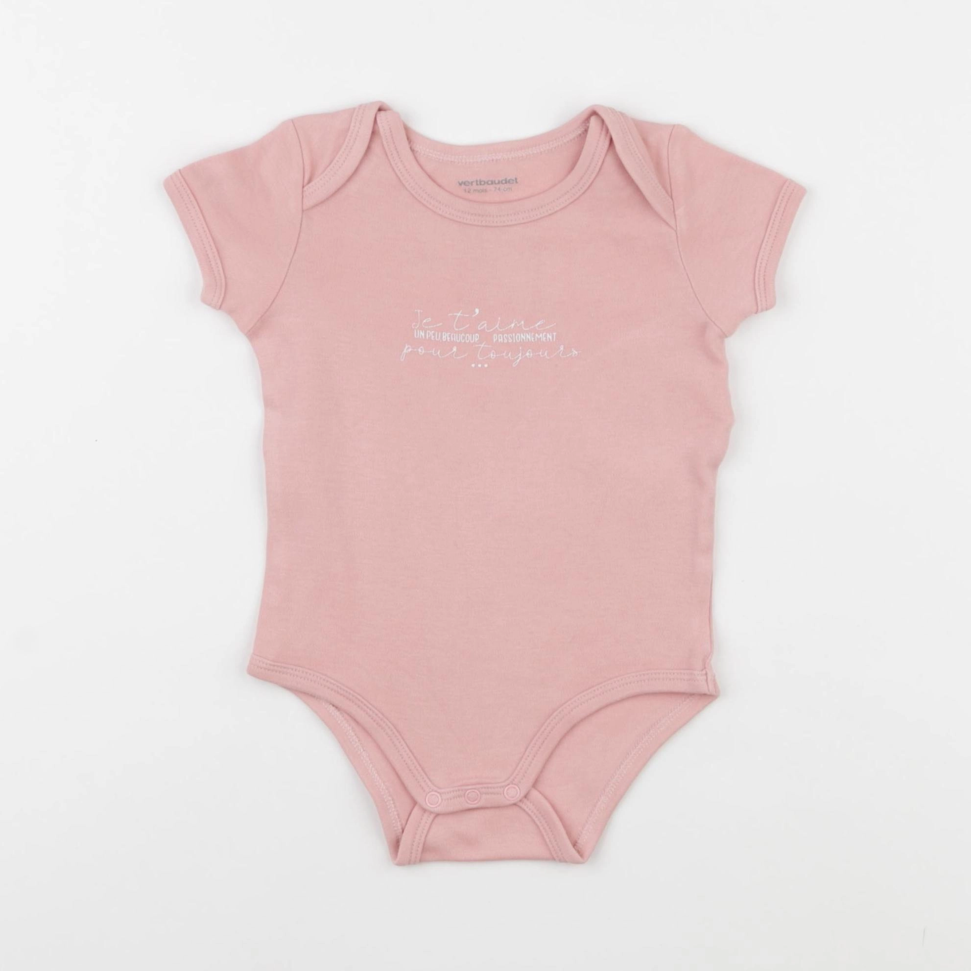 Vertbaudet - body rose - 12 mois