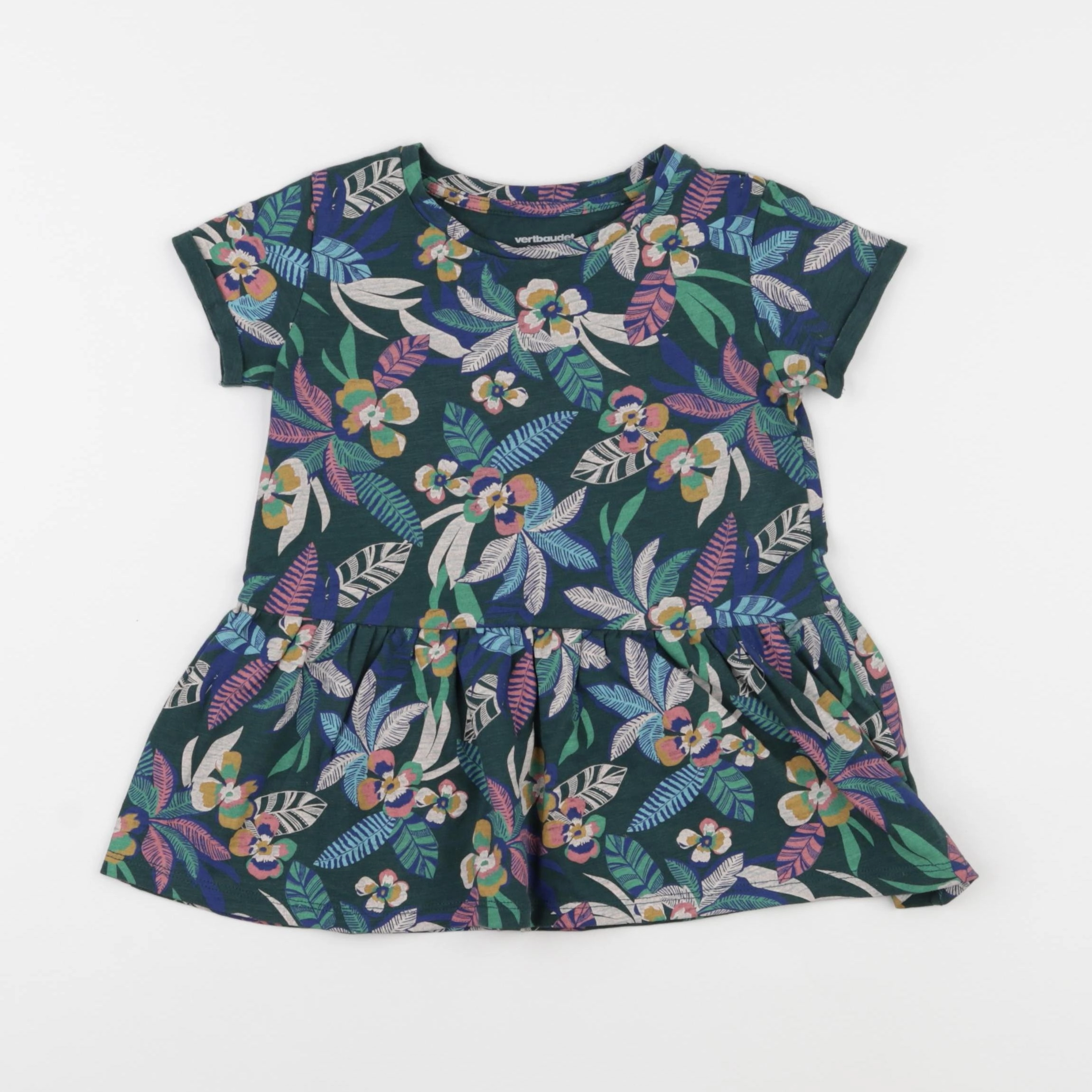 Vertbaudet - robe vert - 2 ans