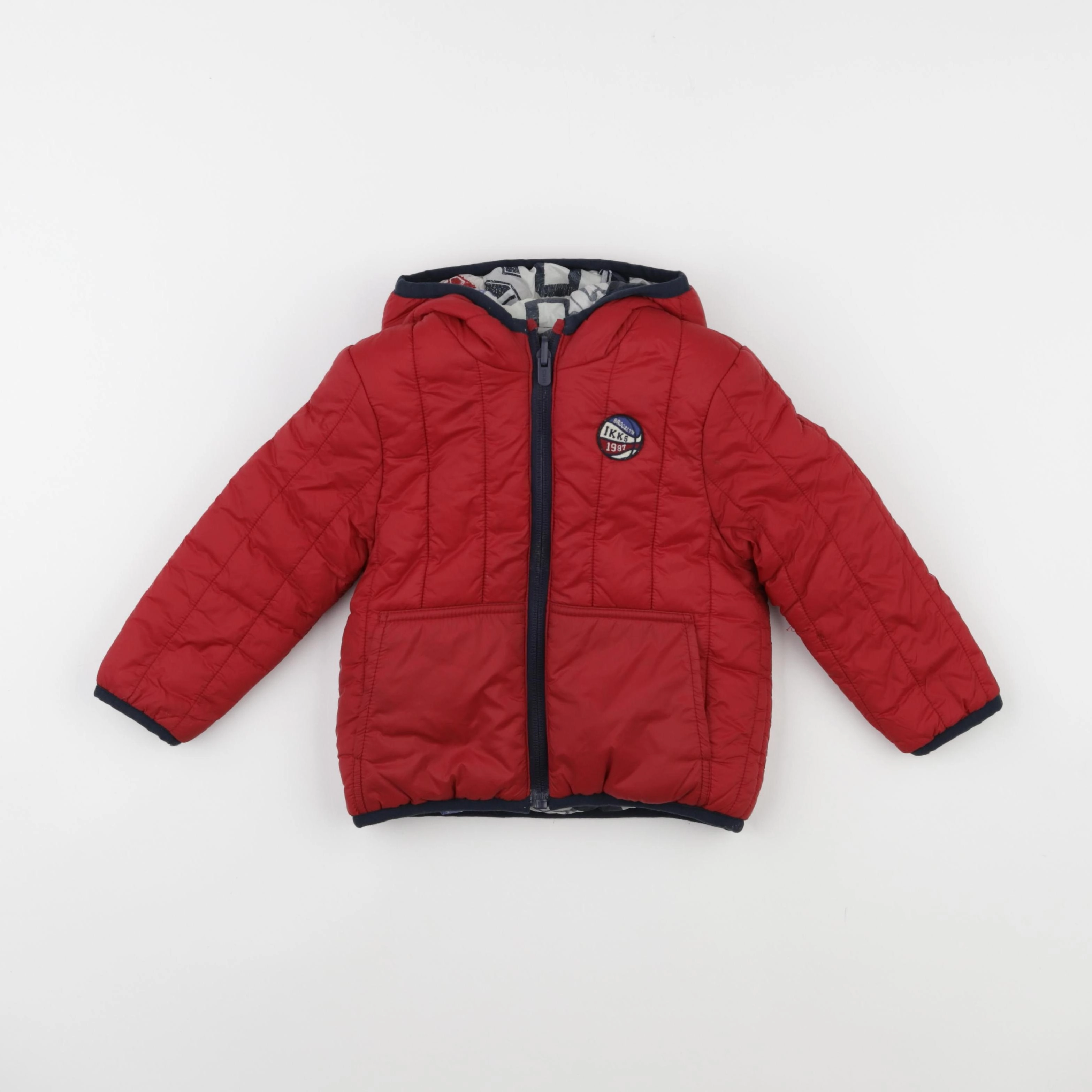 IKKS - doudoune réversible bleu, blanc, rouge - 2 ans