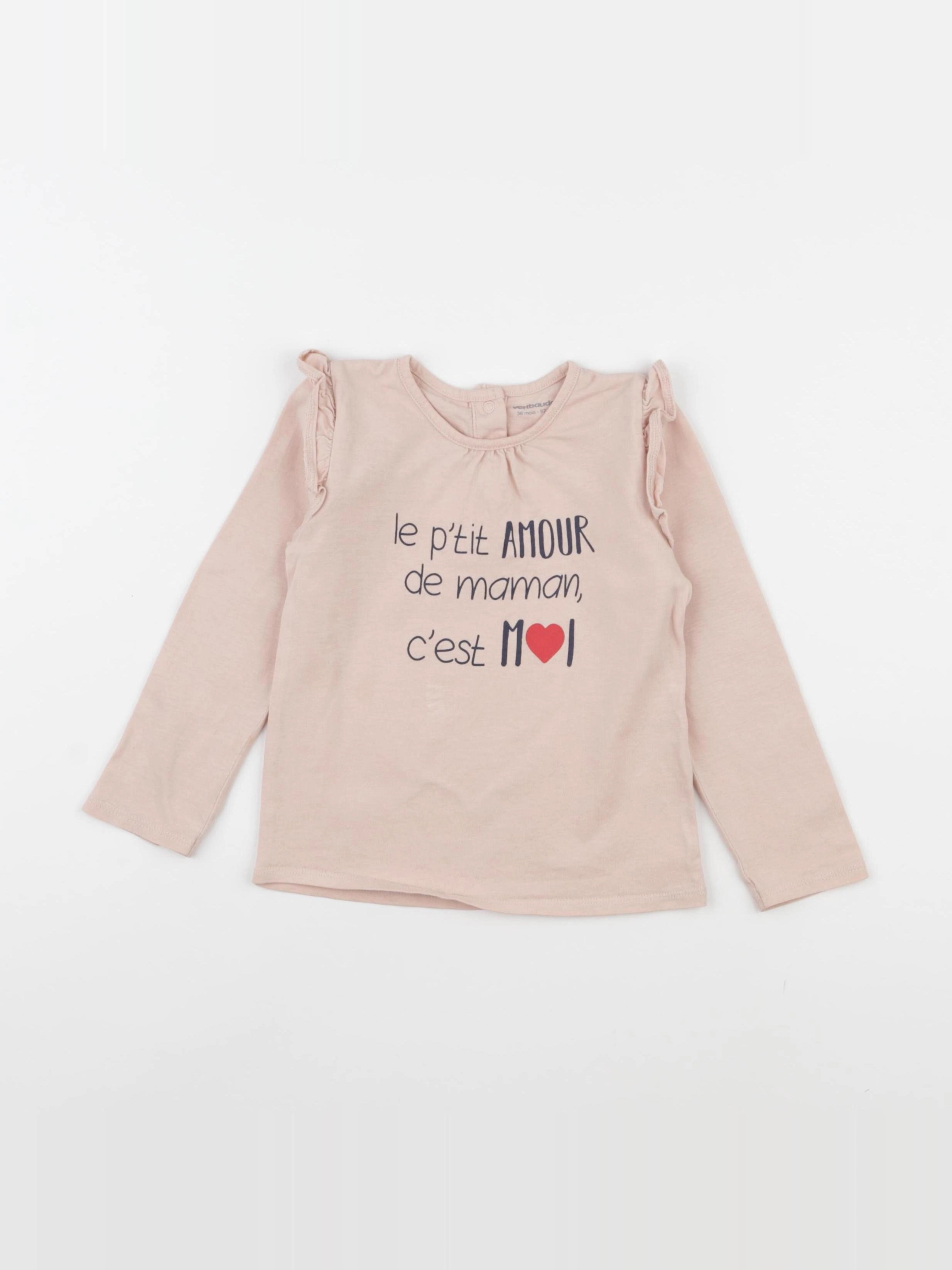 Vertbaudet - tee-shirt rose - 36 mois