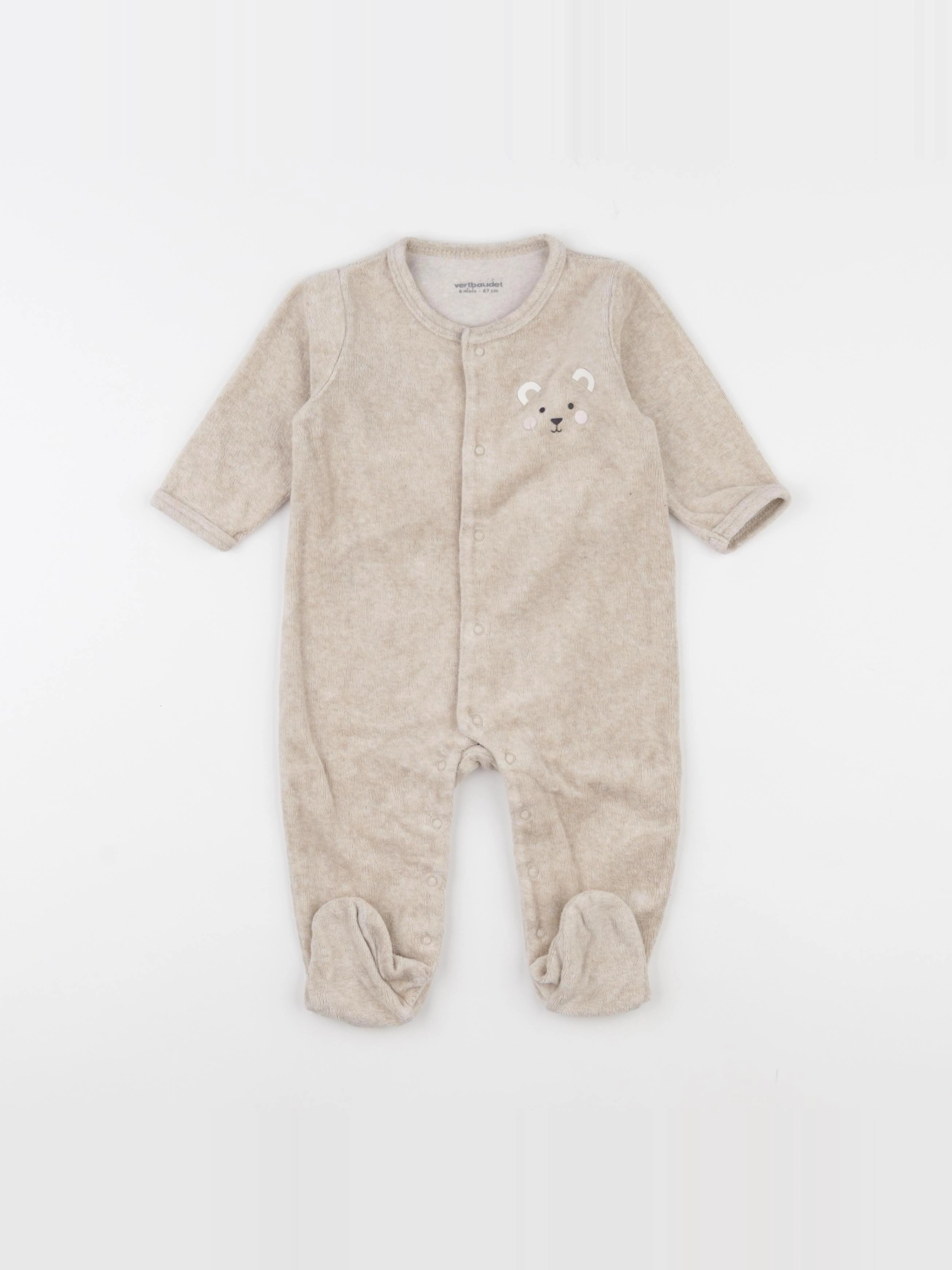 Vertbaudet - pyjama velours beige - 6 mois