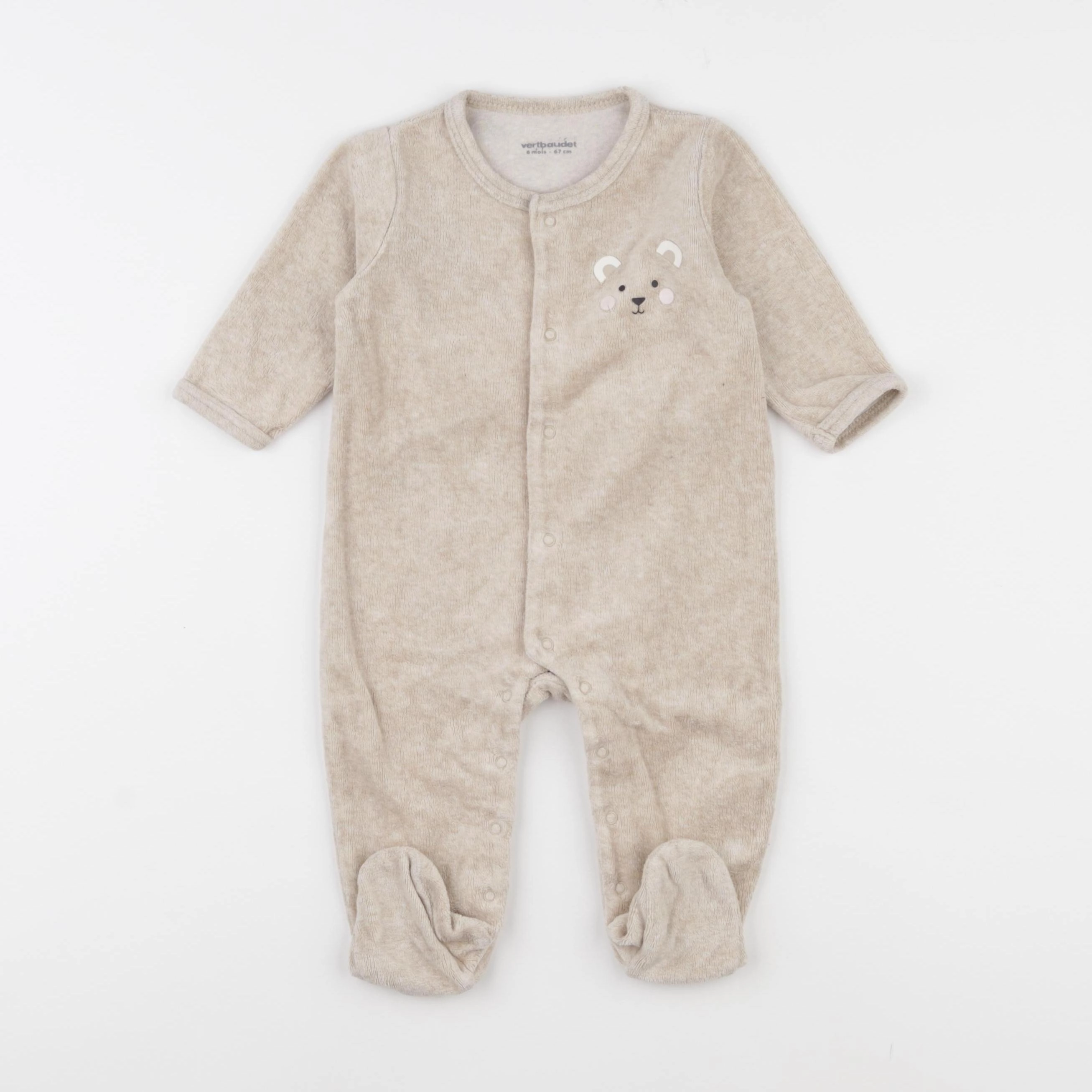 Vertbaudet - pyjama velours beige - 6 mois