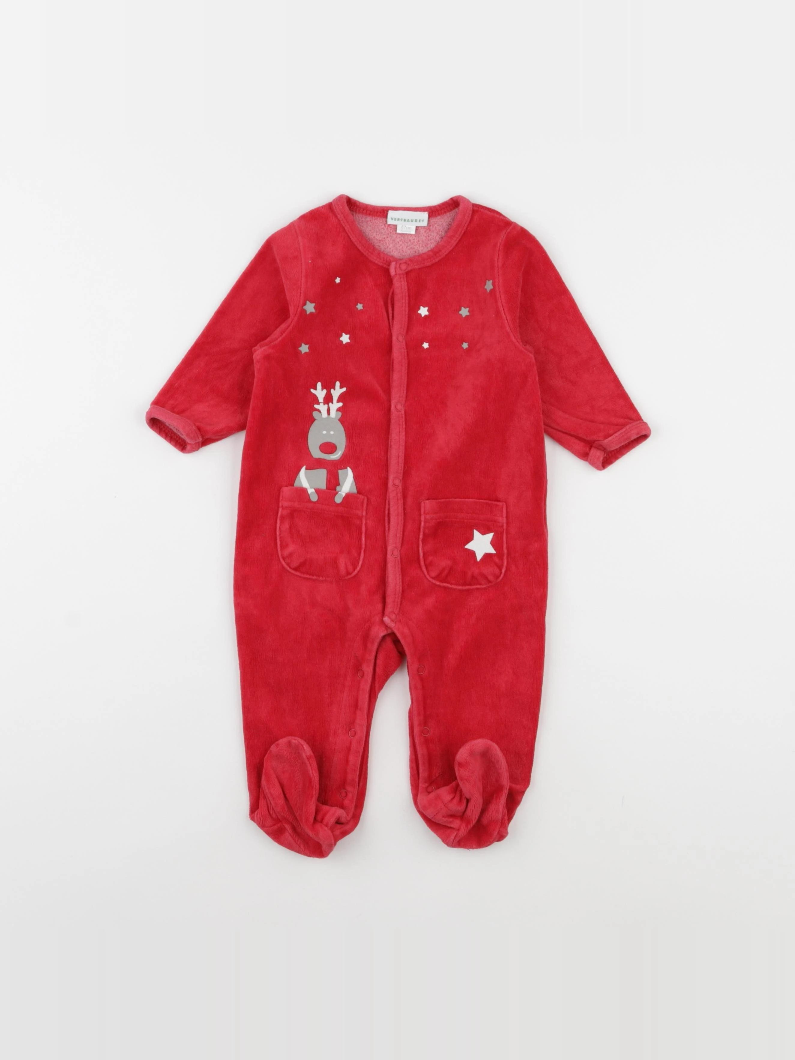 Vertbaudet - pyjama velours rouge - 6 mois