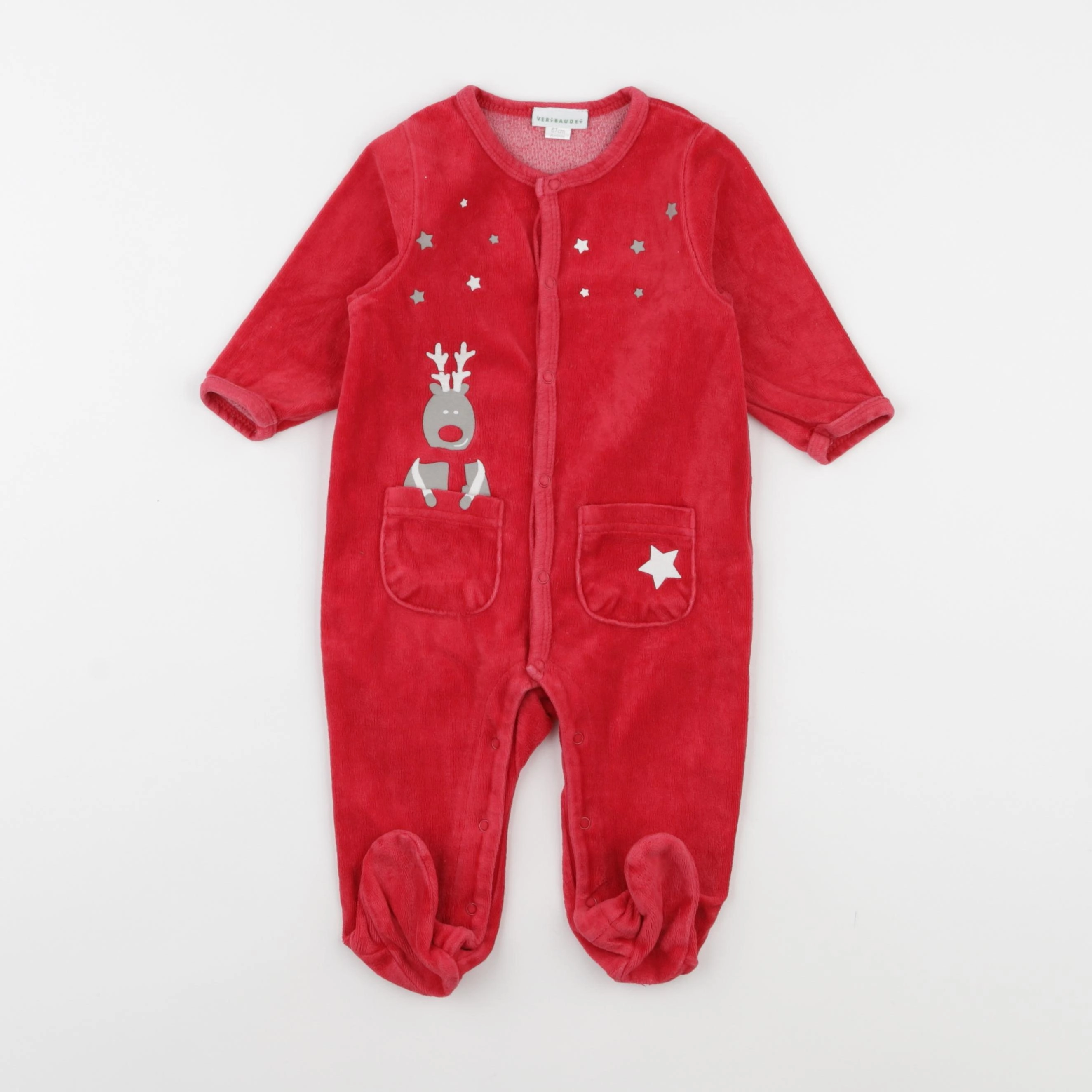 Vertbaudet - pyjama velours rouge - 6 mois