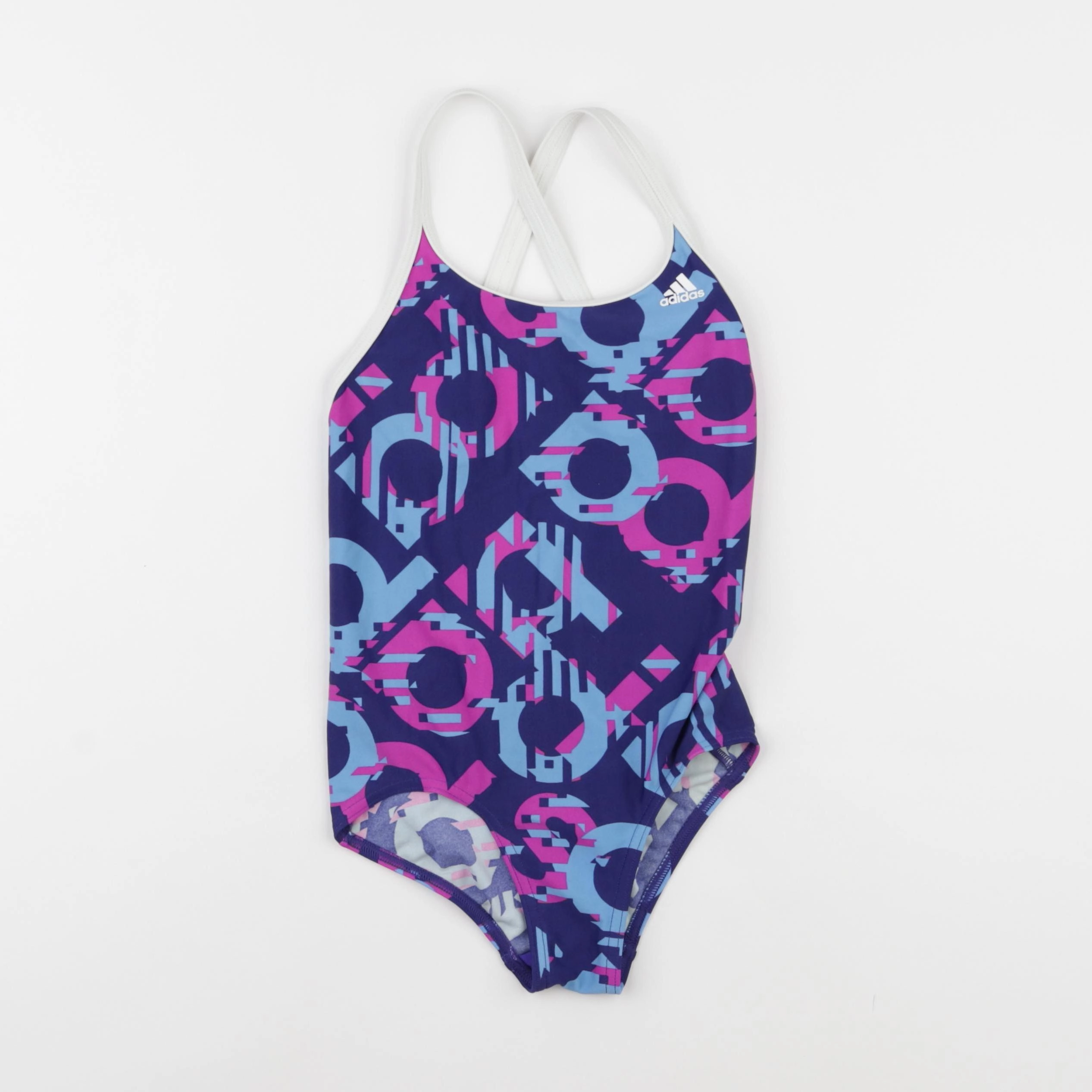 Adidas - maillot de bain rose, bleu - 9/10 ans