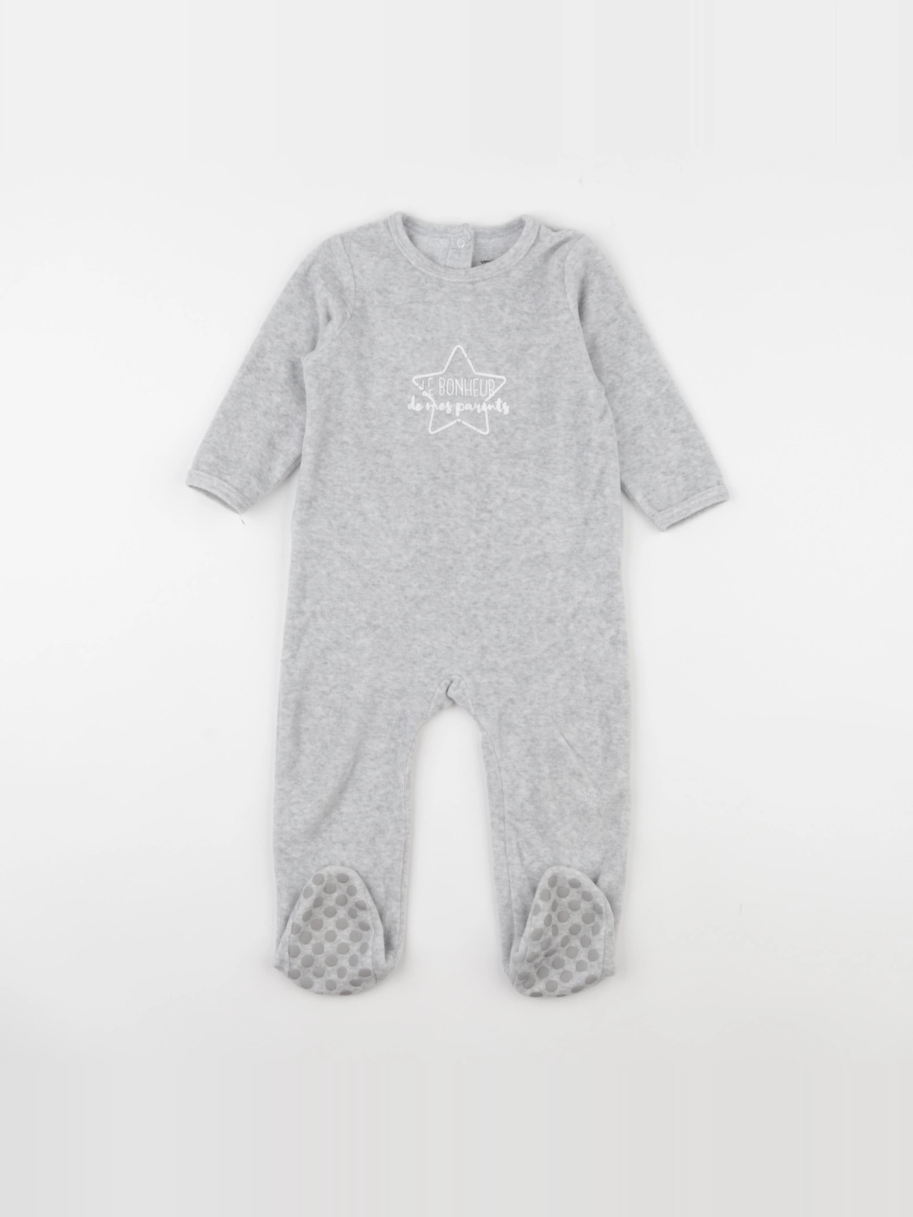 Vertbaudet - pyjama velours gris - 18 mois