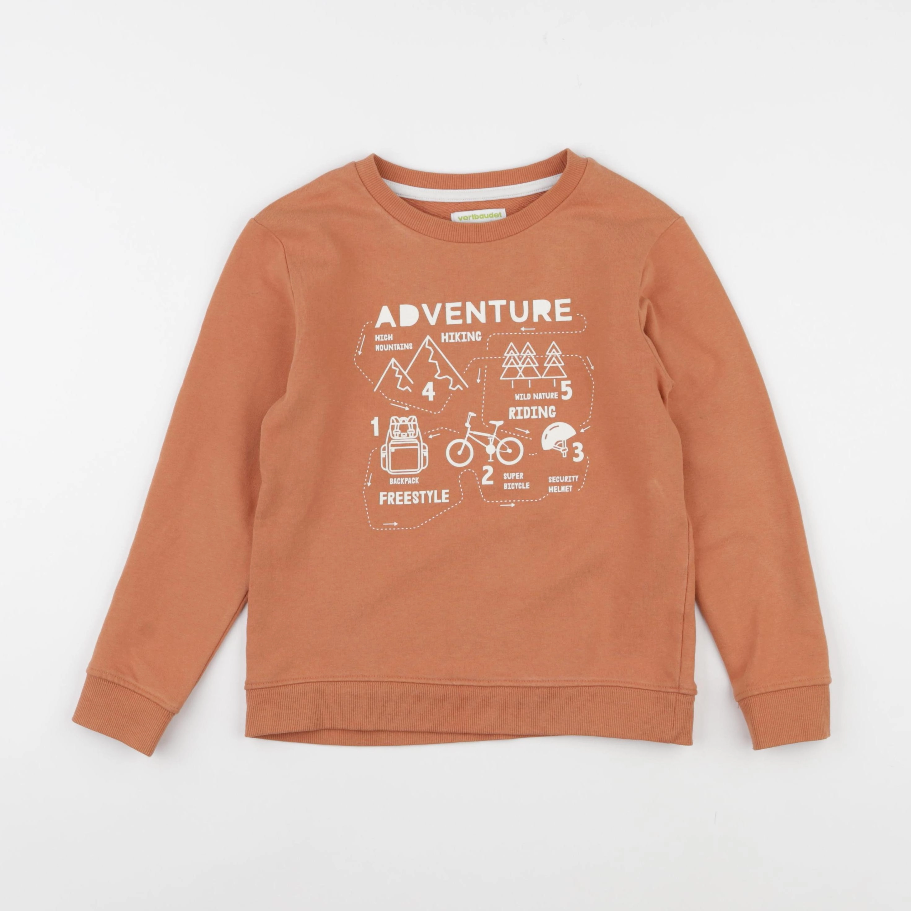 Vertbaudet - sweat marron - 8 ans
