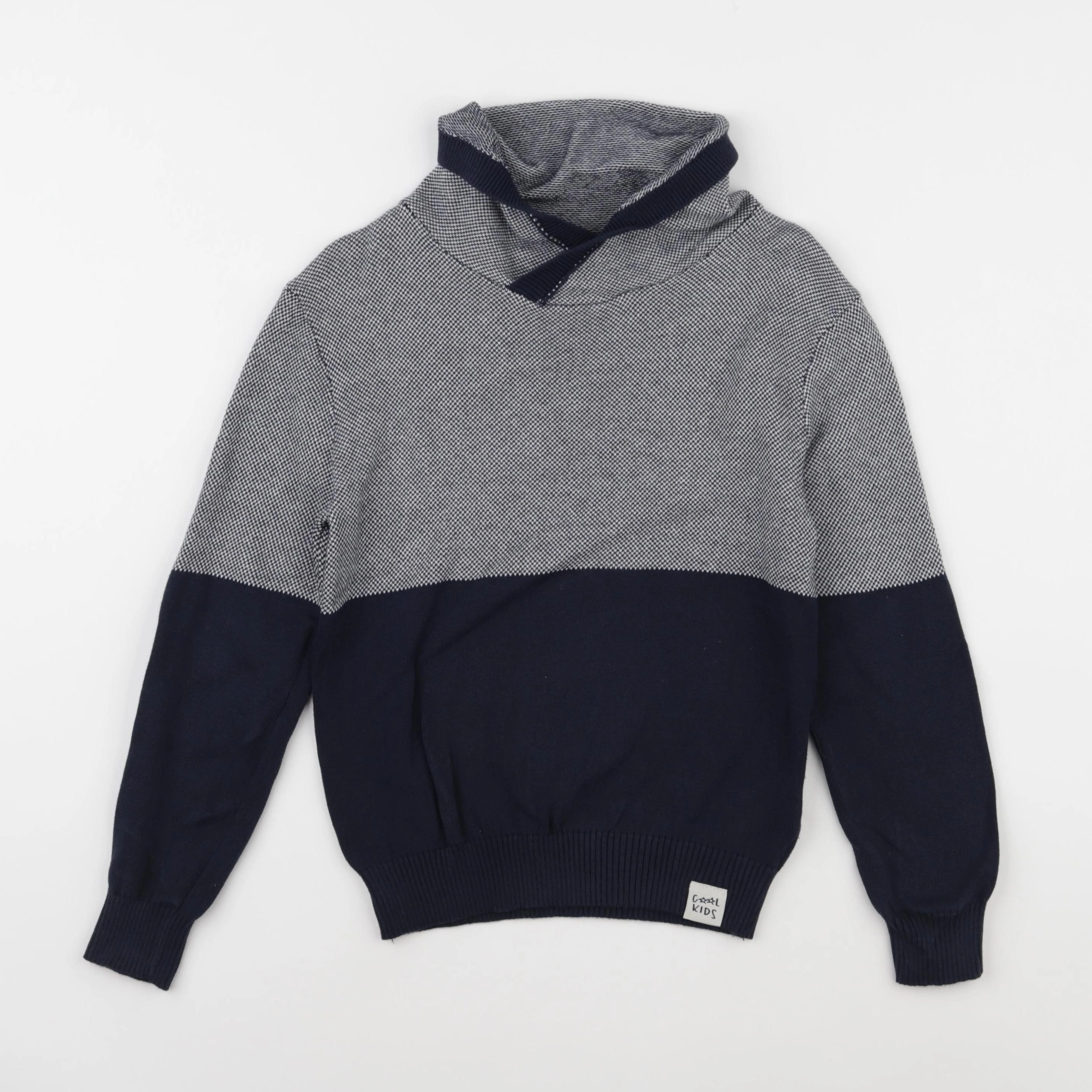Vertbaudet - pull blanc, bleu - 8 ans