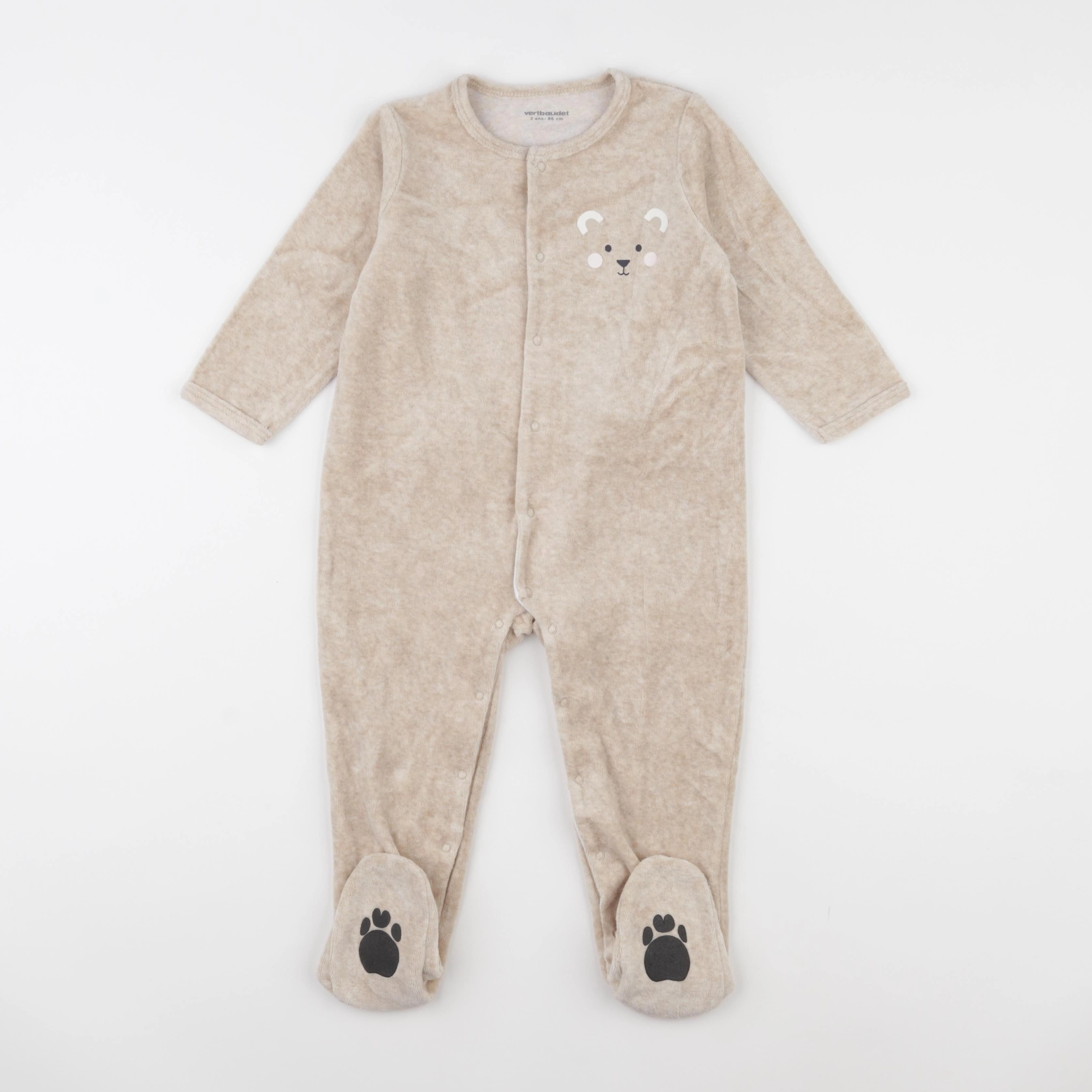 Vertbaudet - pyjama velours beige - 2 ans