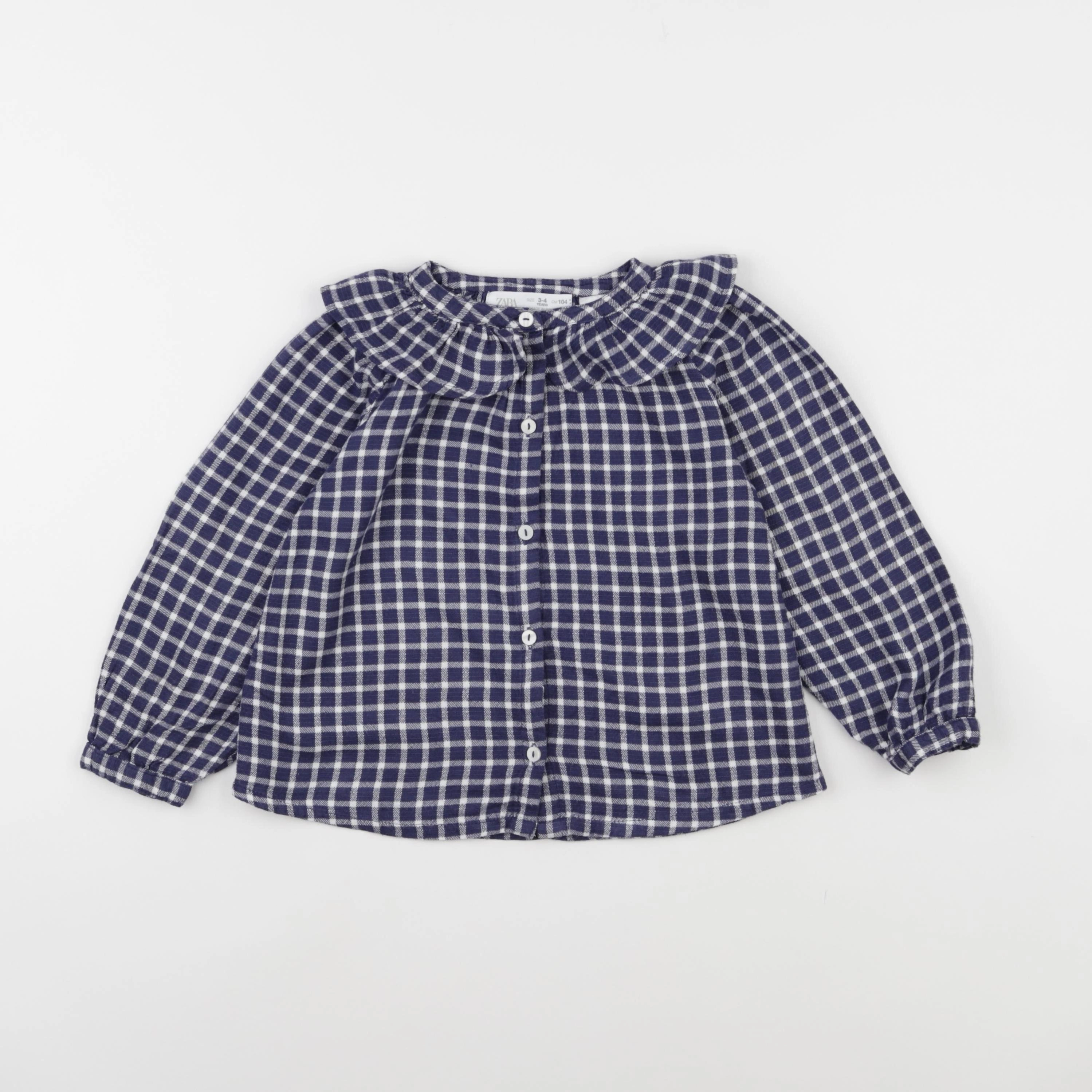 Zara - blouse blanc, bleu - 3/4 ans