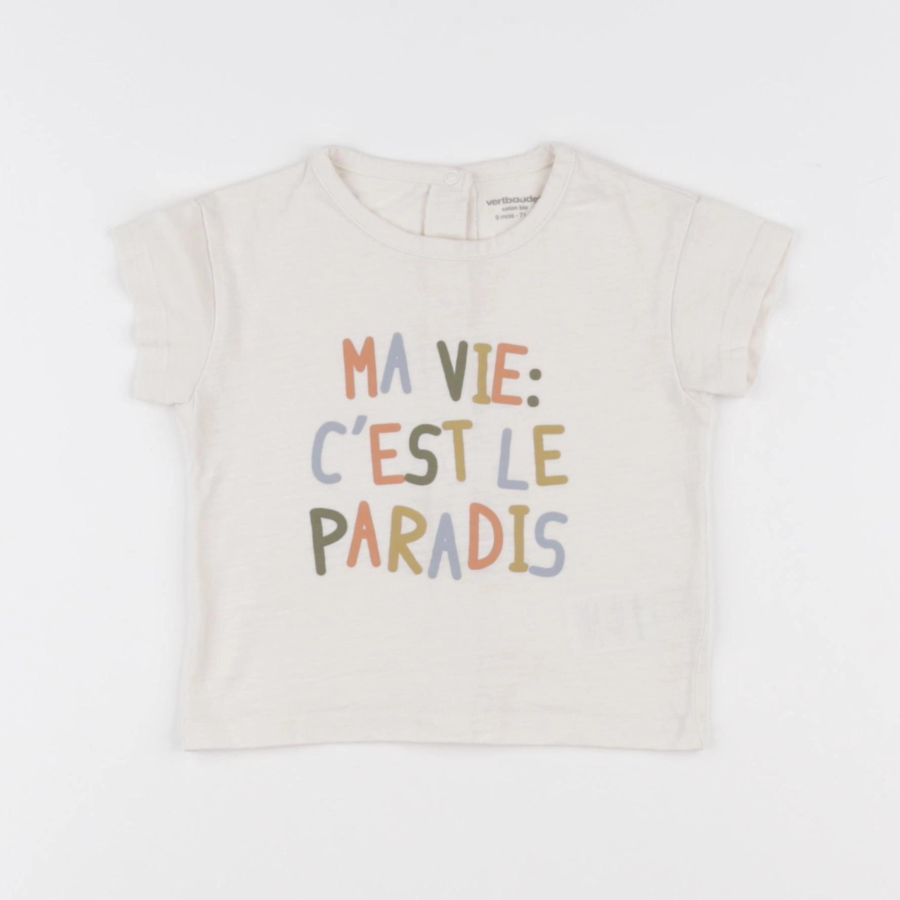 Vertbaudet - tee-shirt beige - 9 mois