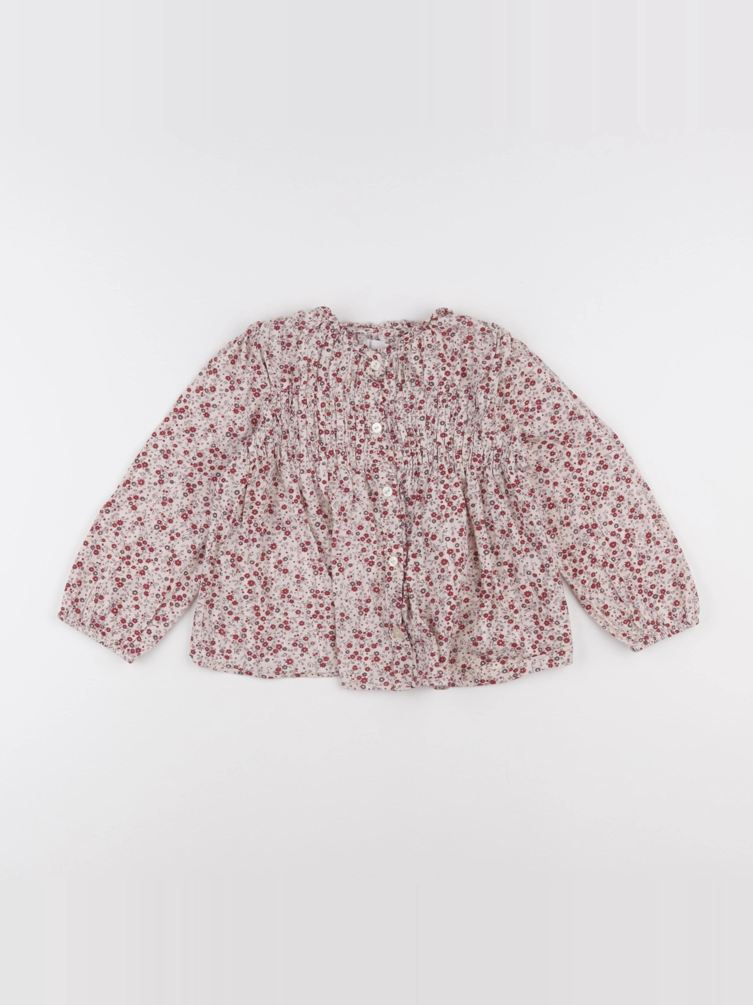Zara - blouse beige, rouge - 4/5 ans
