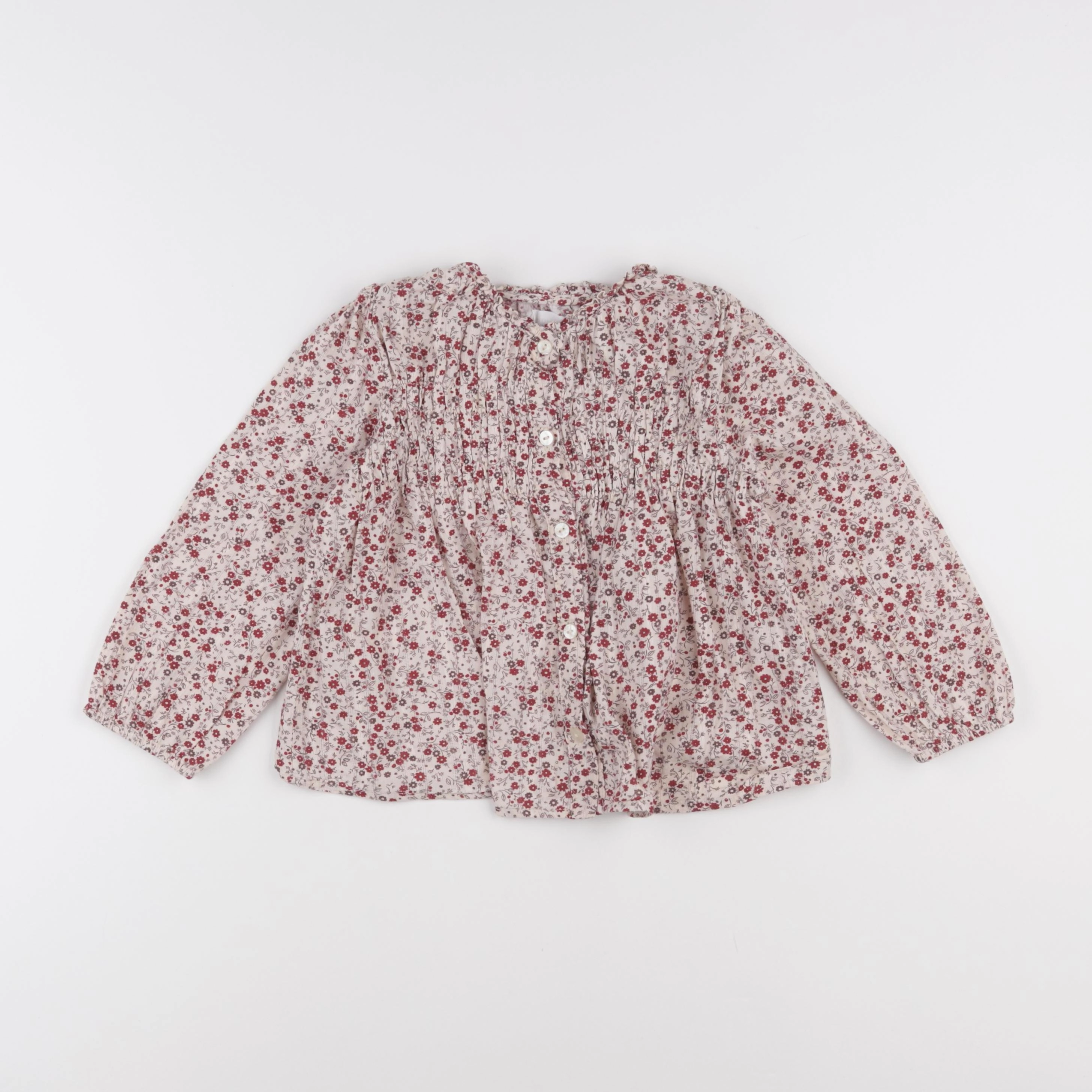 Zara - blouse beige, rouge - 4/5 ans