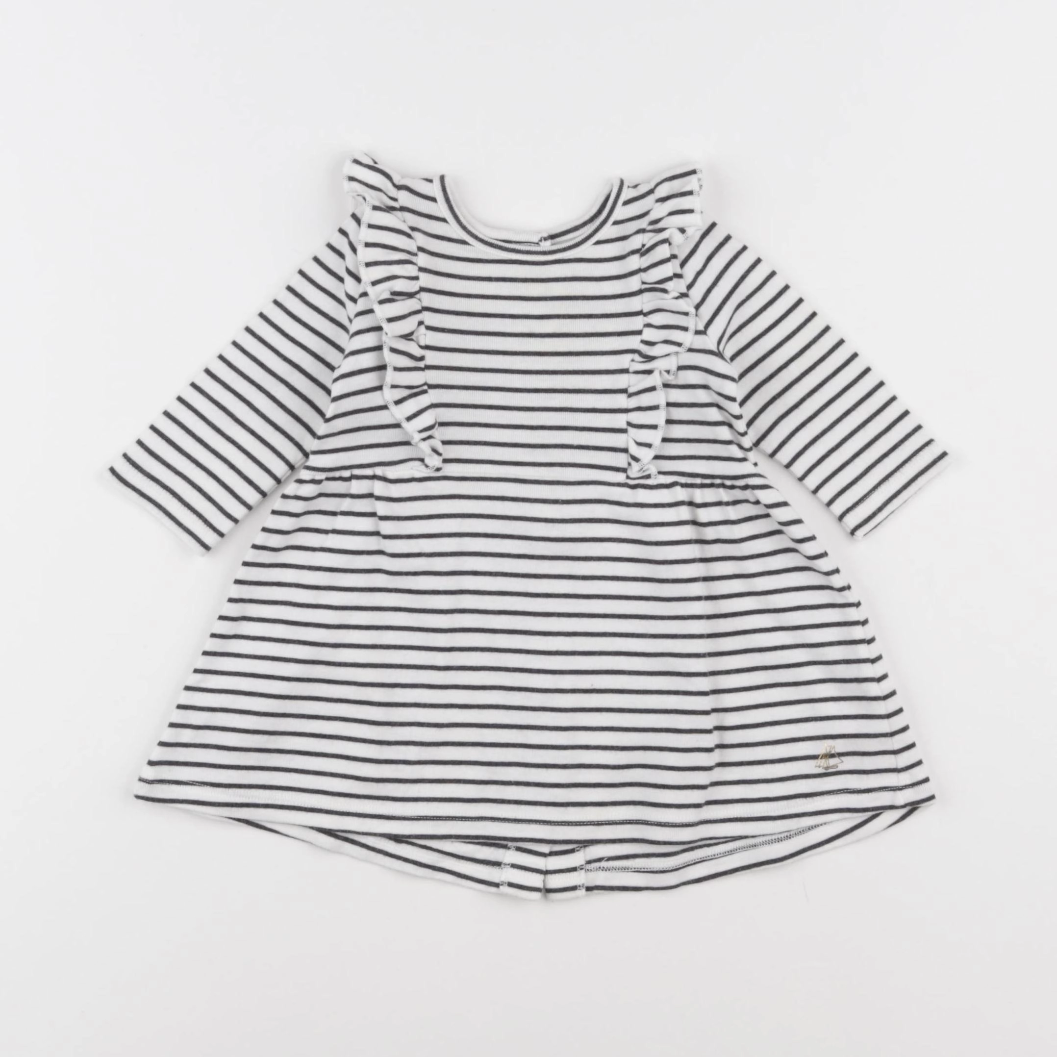 Petit Bateau - robe blanc, bleu - 3 mois