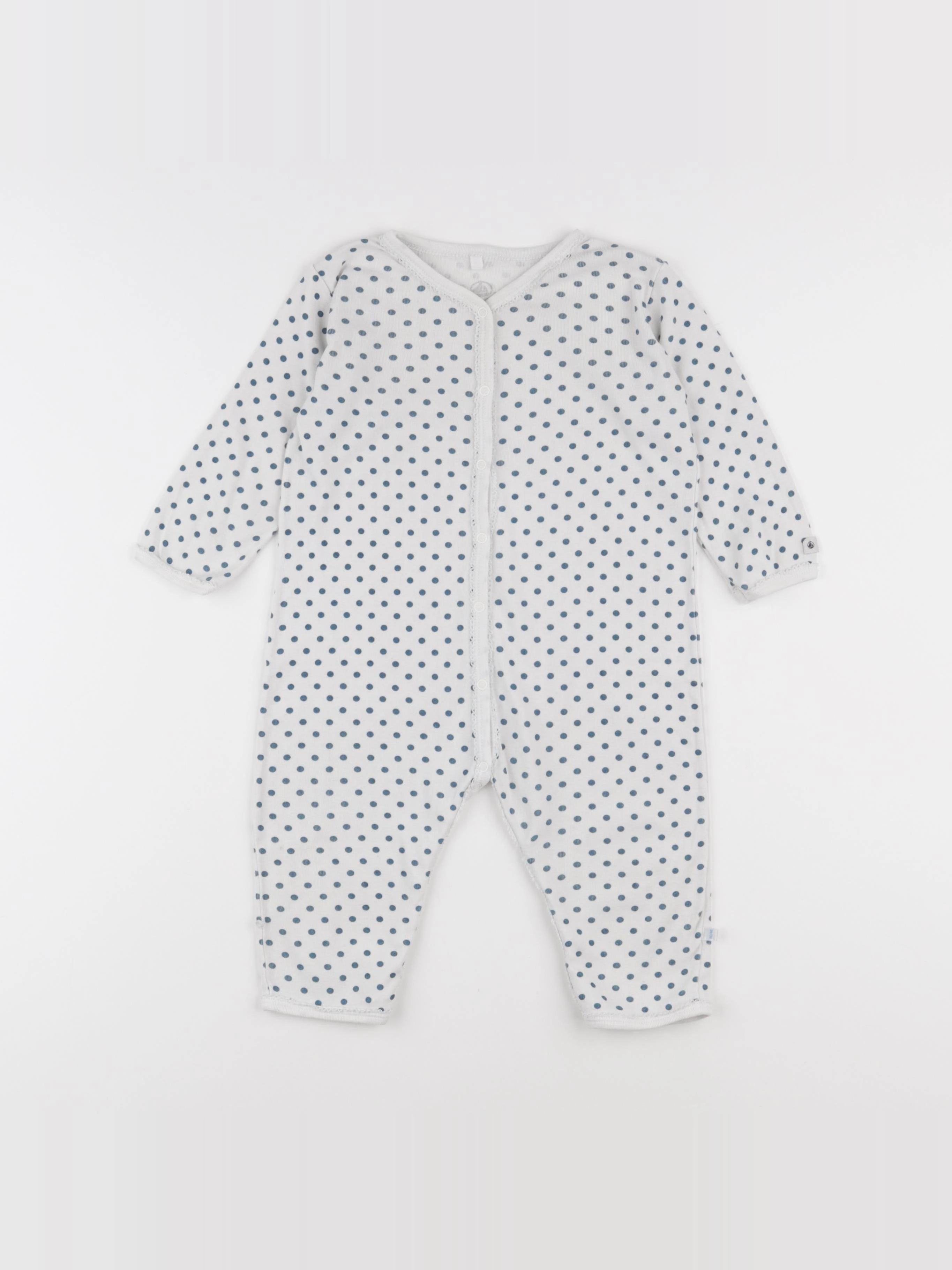 Petit Bateau - pyjama coton blanc, bleu - 12 mois