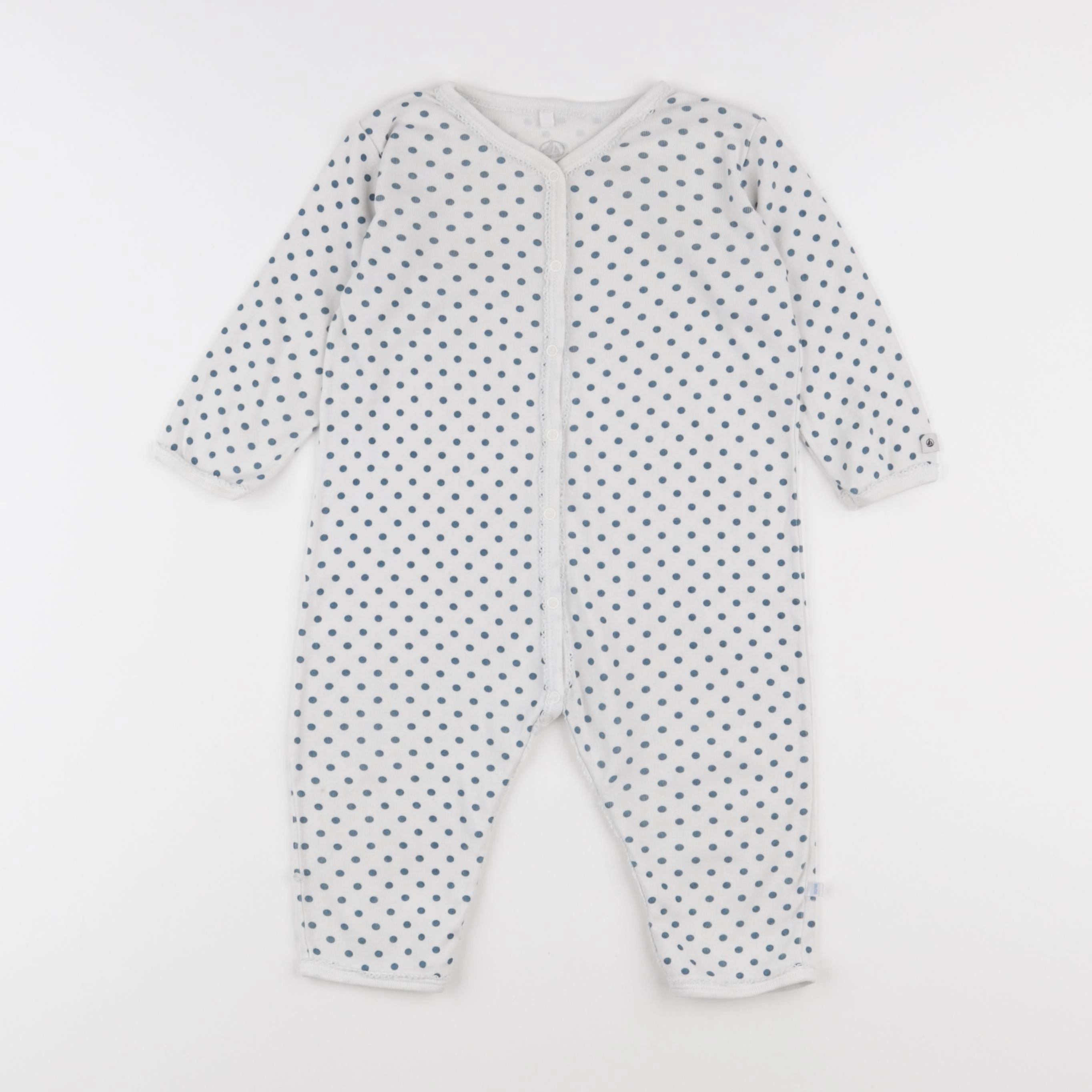 Petit Bateau - pyjama coton blanc, bleu - 12 mois