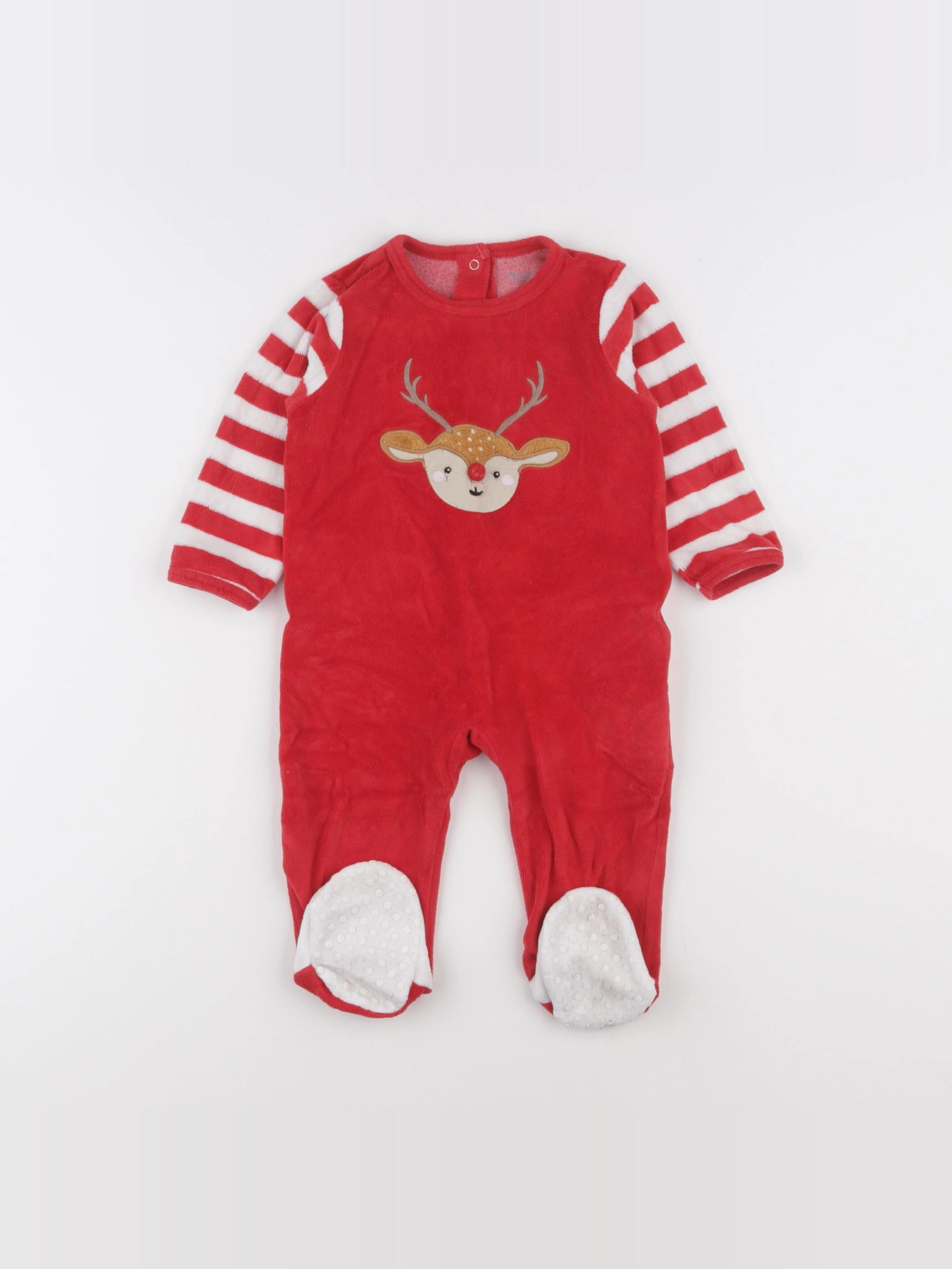 Vertbaudet - pyjama velours blanc, rouge - 12 mois