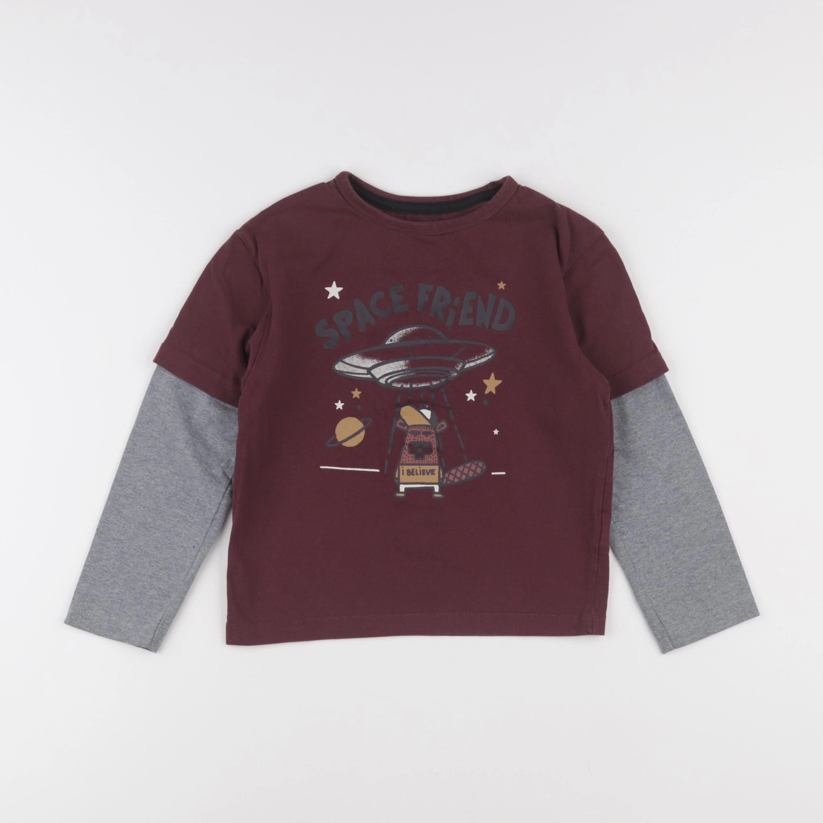 Vertbaudet - tee-shirt gris, rouge - 6 ans