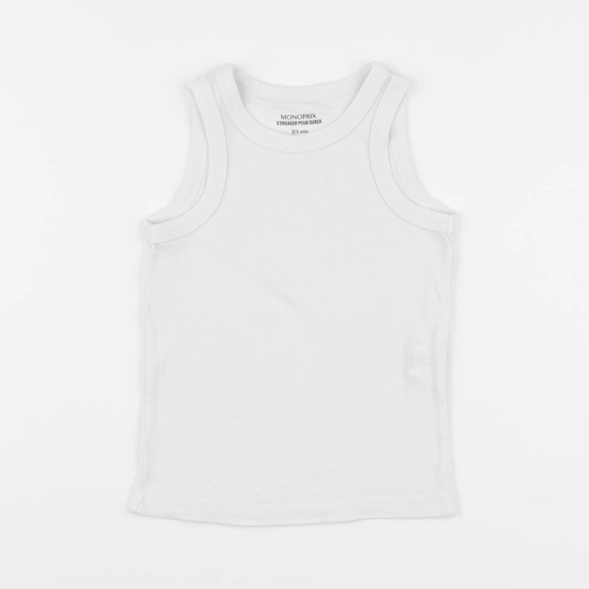 Monoprix - maillot de corps blanc - 2/3 ans