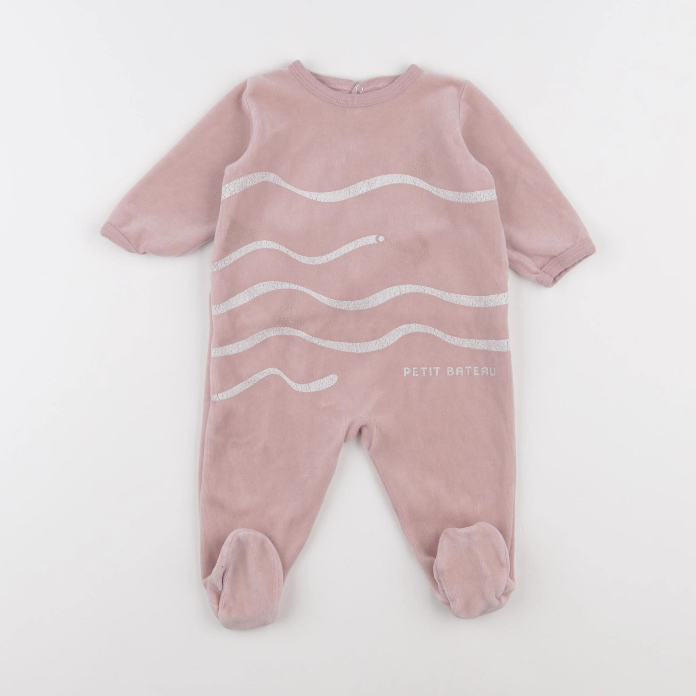 Petit Bateau - pyjama velours rose - 6 mois